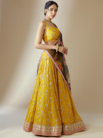 Sabella 5086 Yellow catalog south india fashion lehengas online