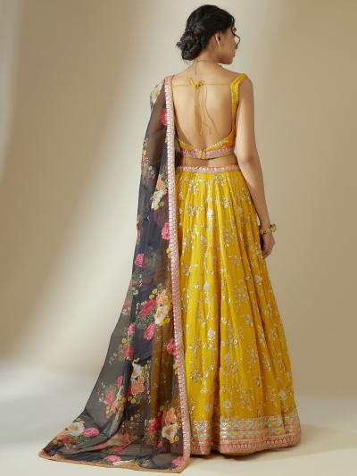 Sabella 5086 Yellow catalog south india fashion lehengas online