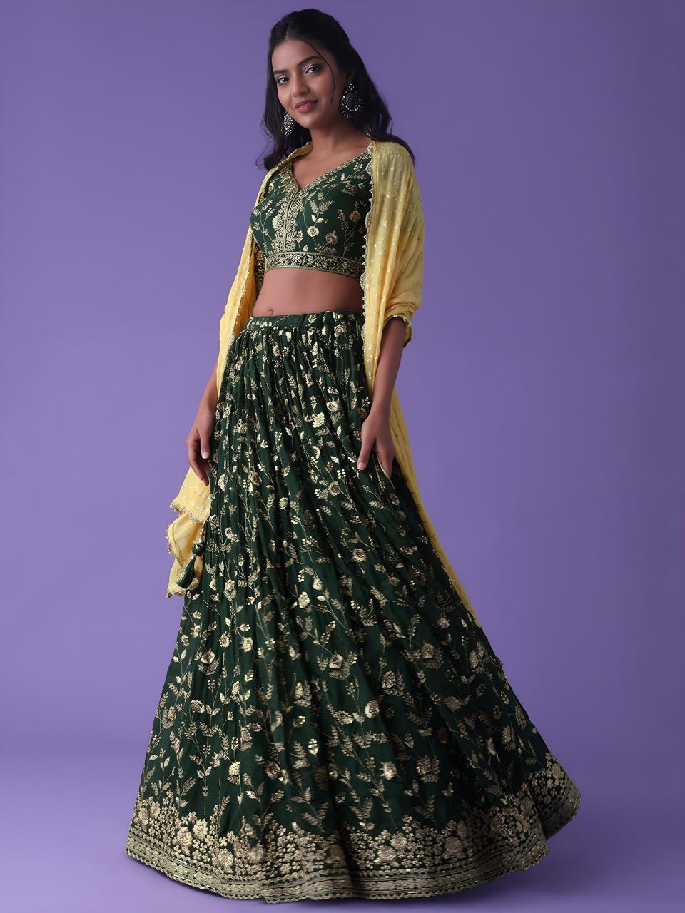 Sabella 5099 Green catalog lehenga for bride in india