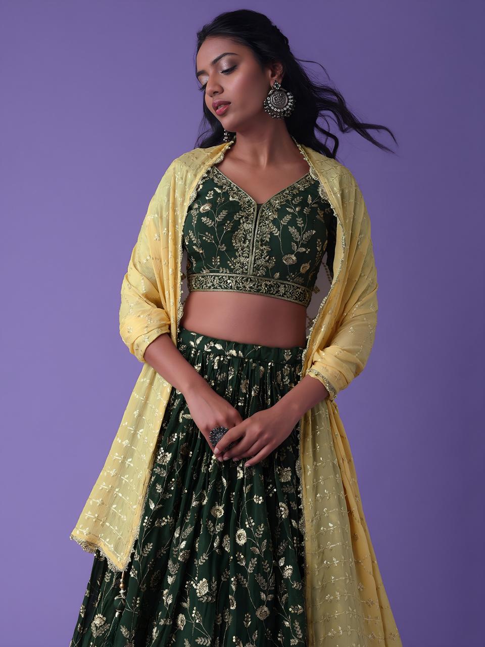 Sabella 5099 Green catalog lehenga for bride in india