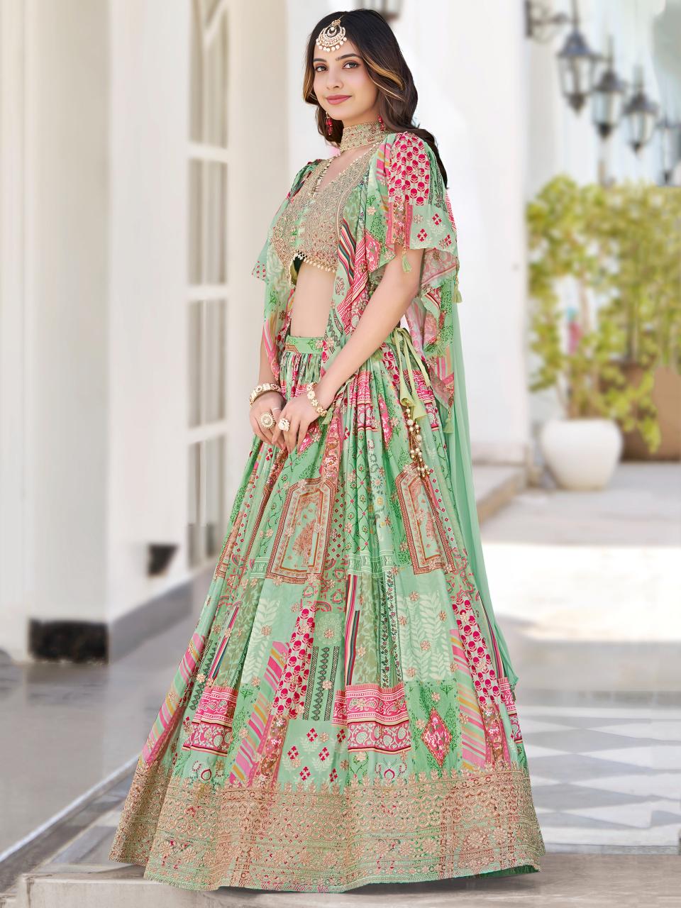 Sabella 7050 Green catalog buy party wear lehenga online india