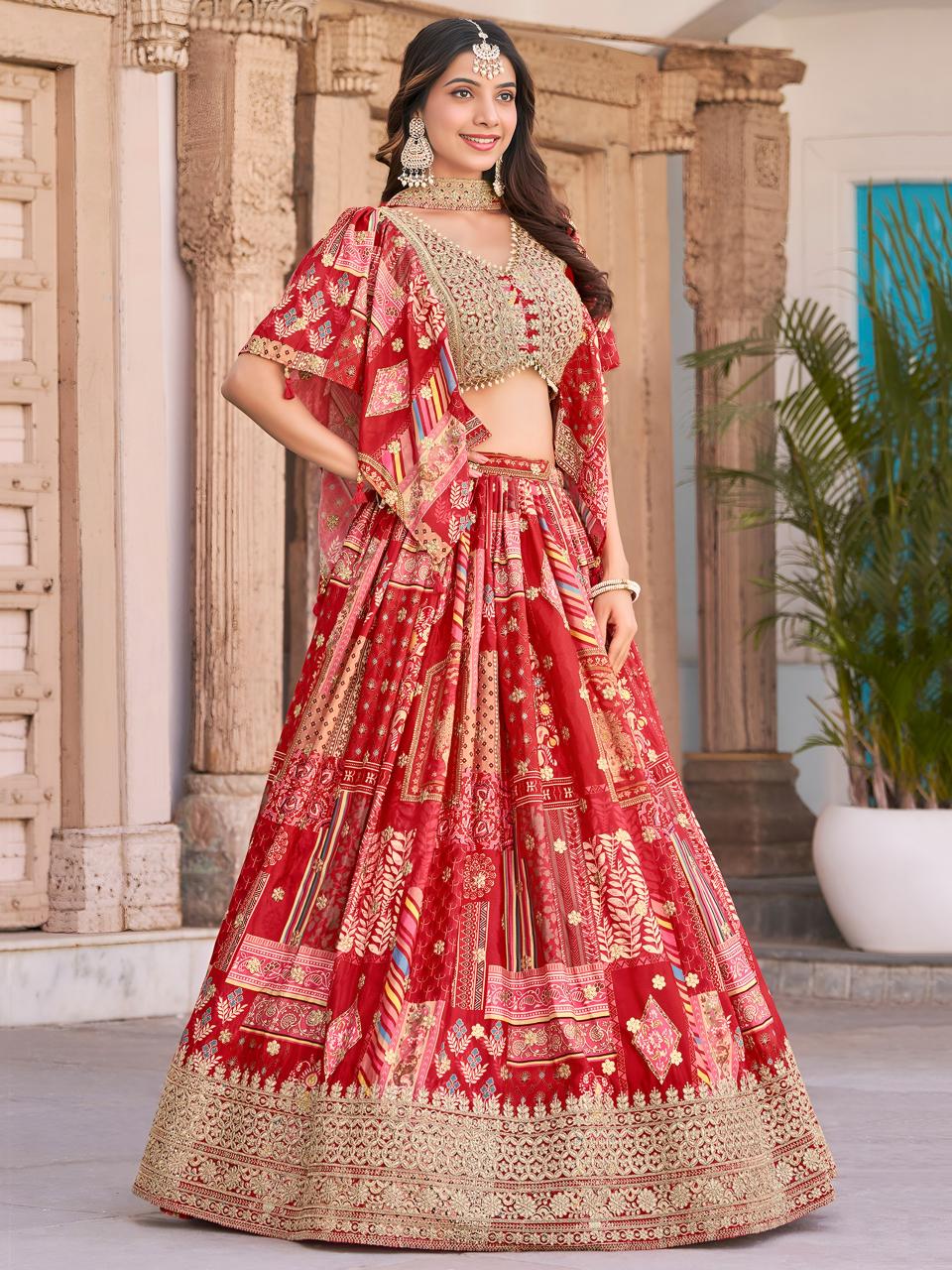Sabella 7050 Red catalog online buy lehenga in india