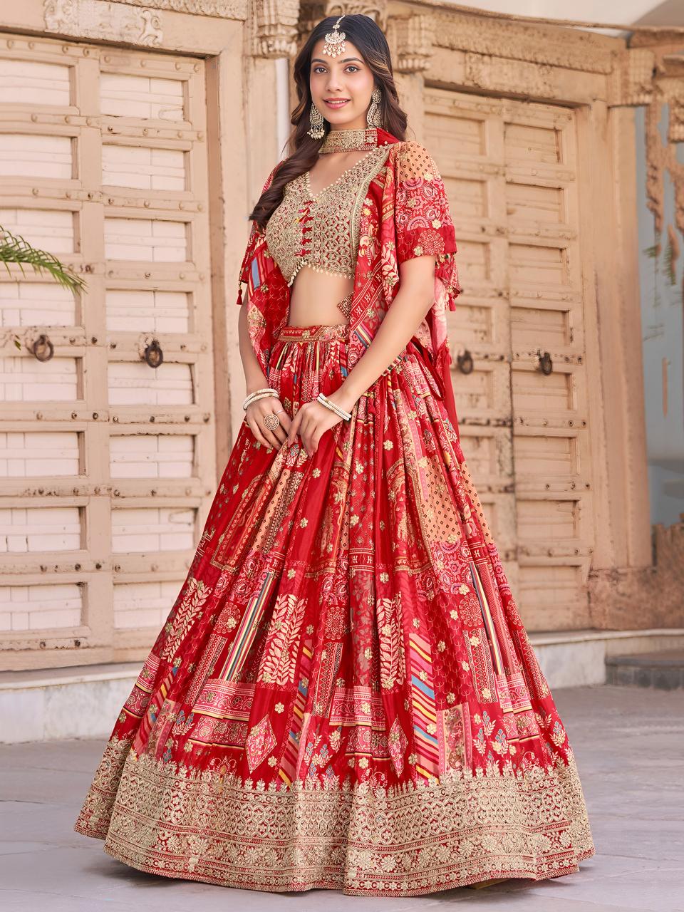 Sabella 7050 Red catalog online buy lehenga in india