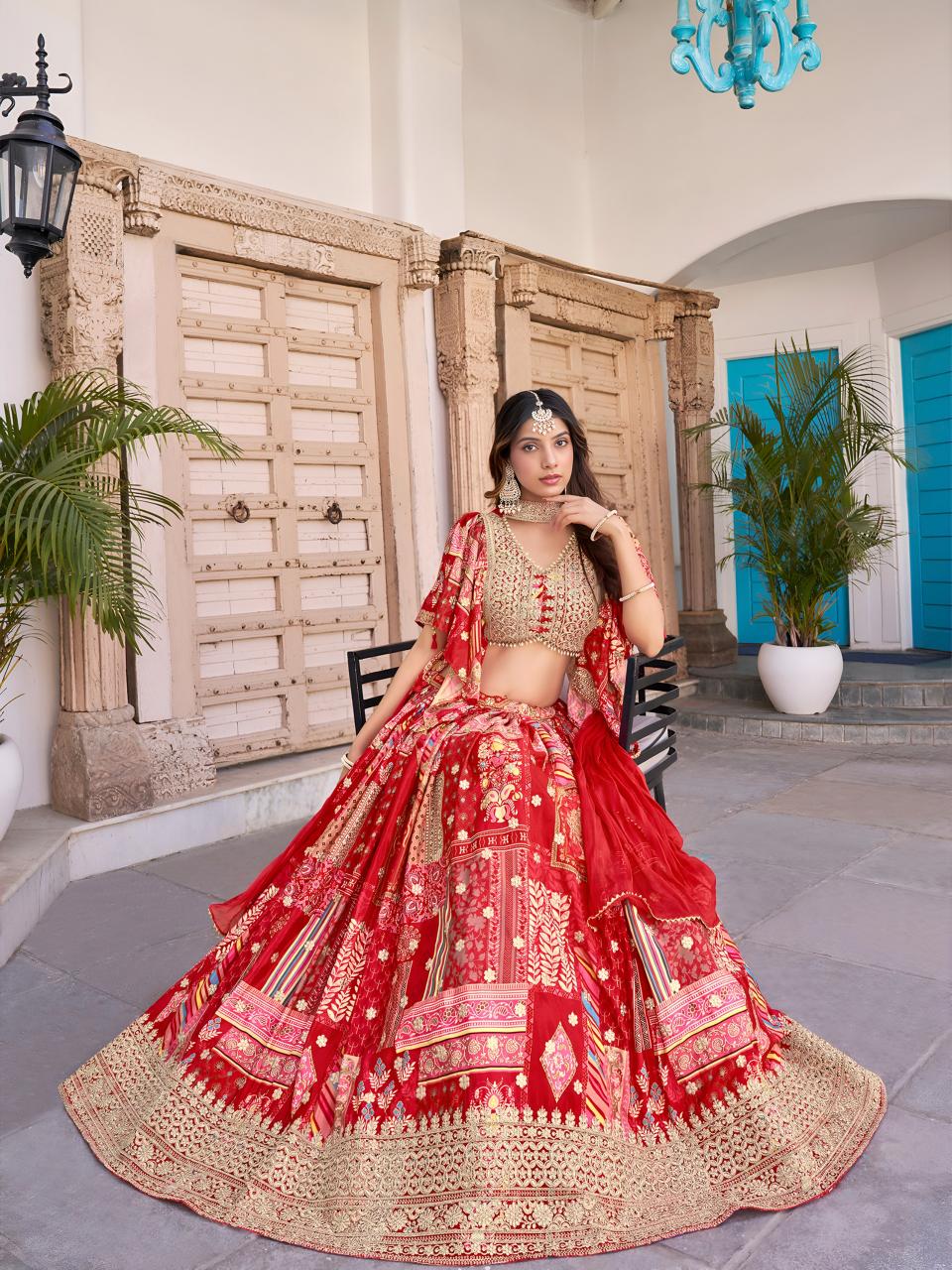 Sabella 7050 Red catalog online buy lehenga in india