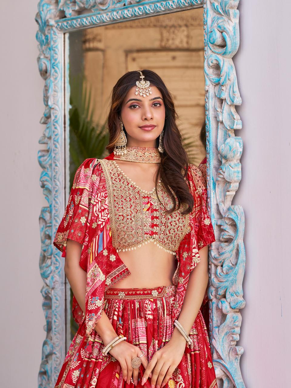 Sabella 7050 Red catalog online buy lehenga in india