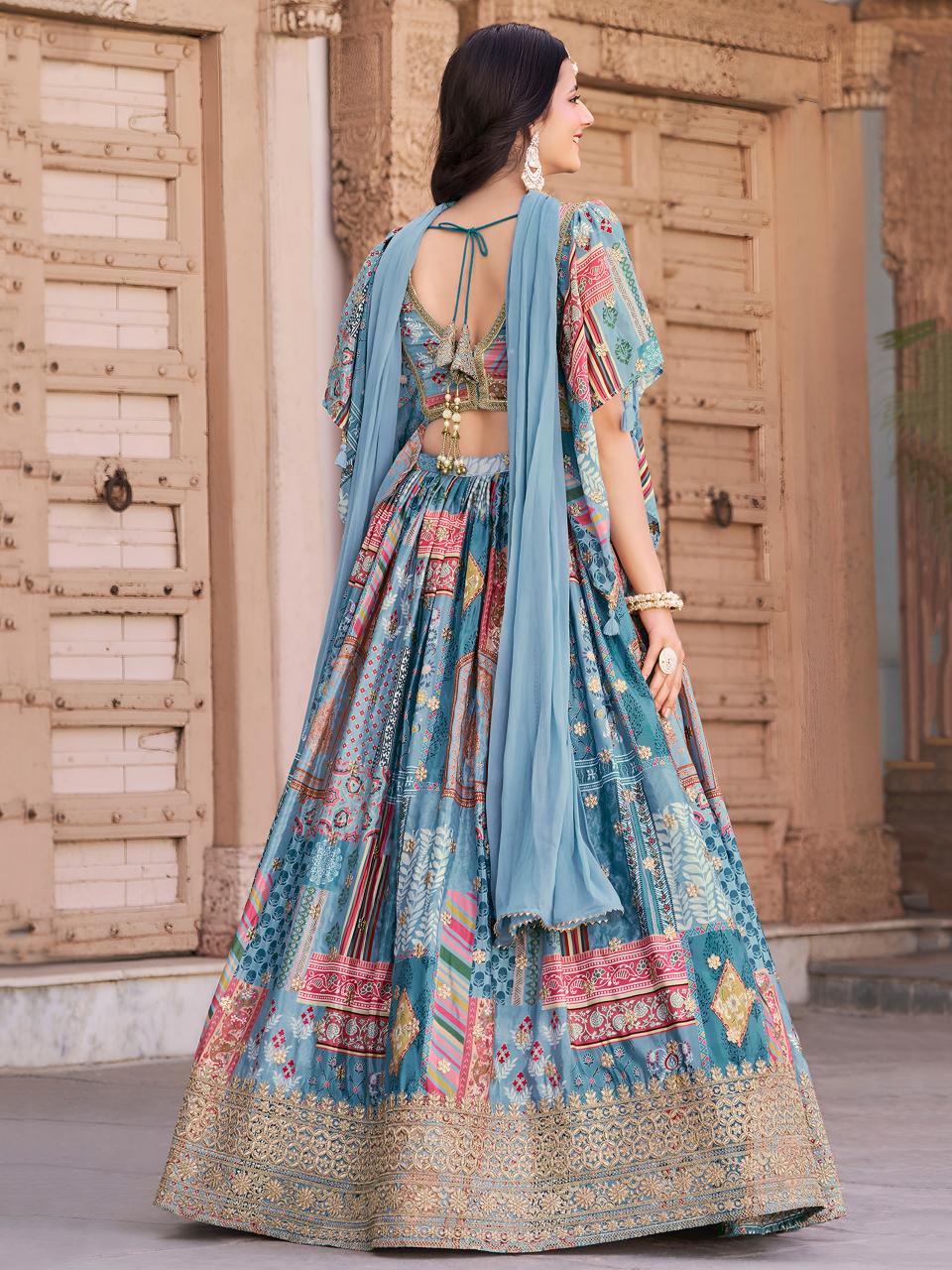 Sabella 7050 Sky catalog party wear lehenga online india