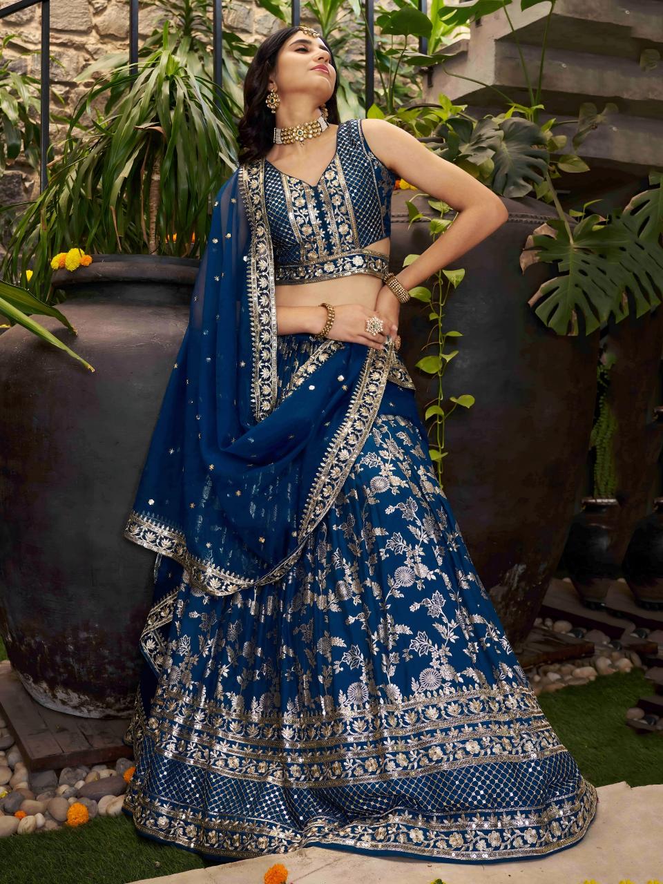 Sabella 7100 Dove Blue catalog lehenga choli online shopping india