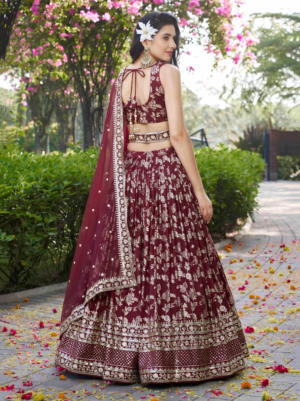 Sabella 7100 Maroon catalog buy bridal lehengas online in india