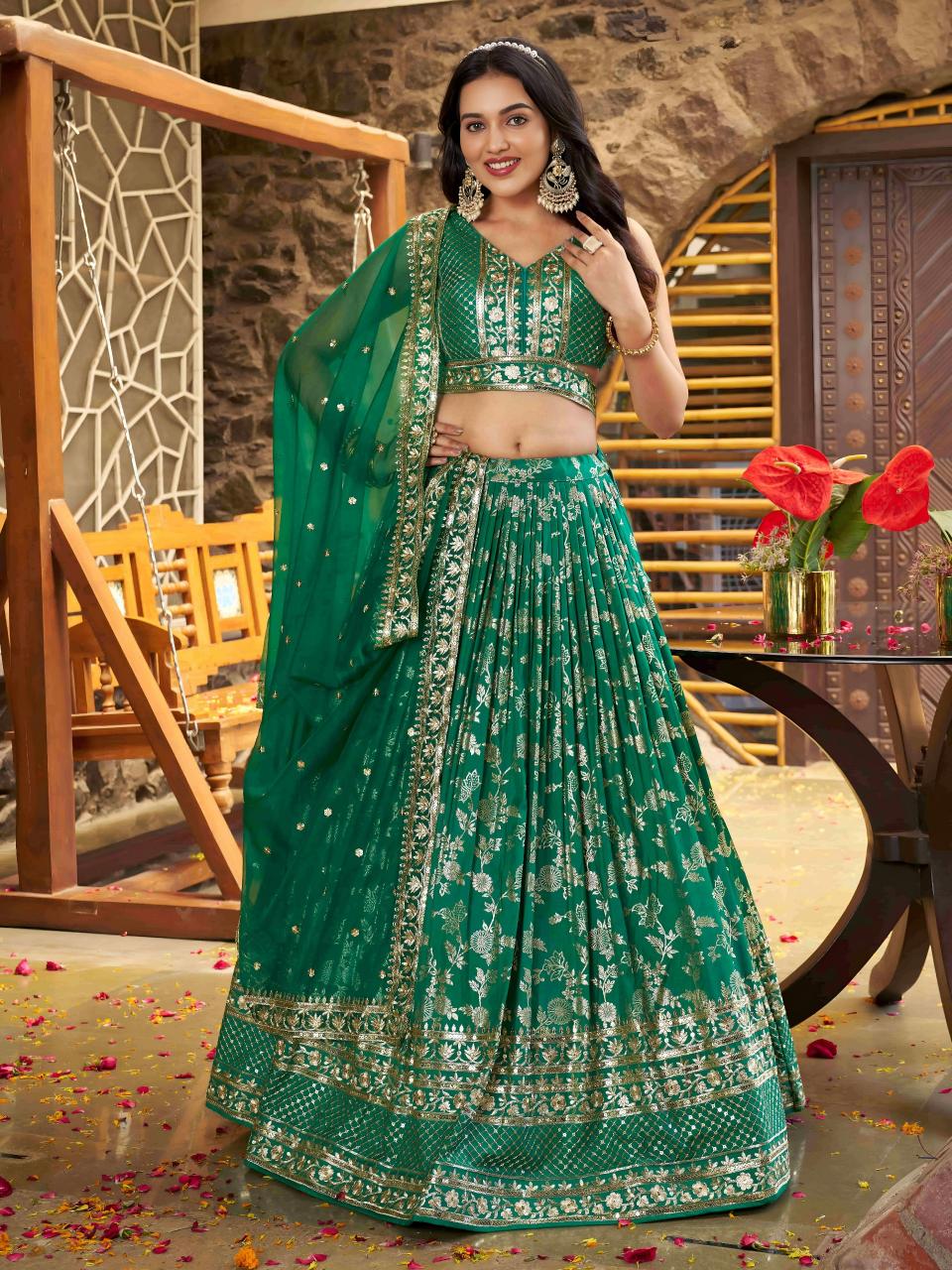 Sabella 7100 Rama Green catalog buy designer bridal lehenga online in india