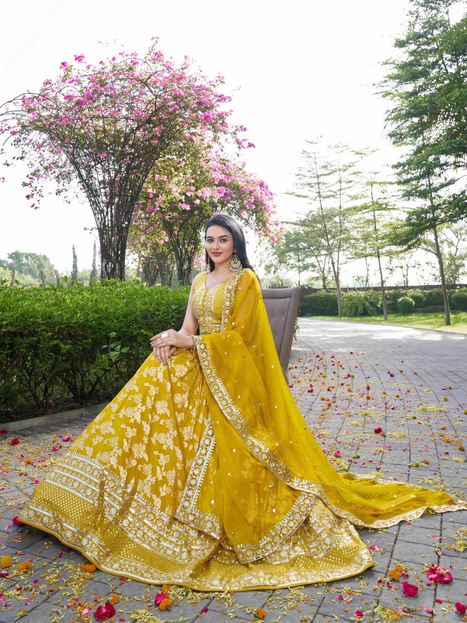 Sabella 7100 Yellow catalog order lehenga online india