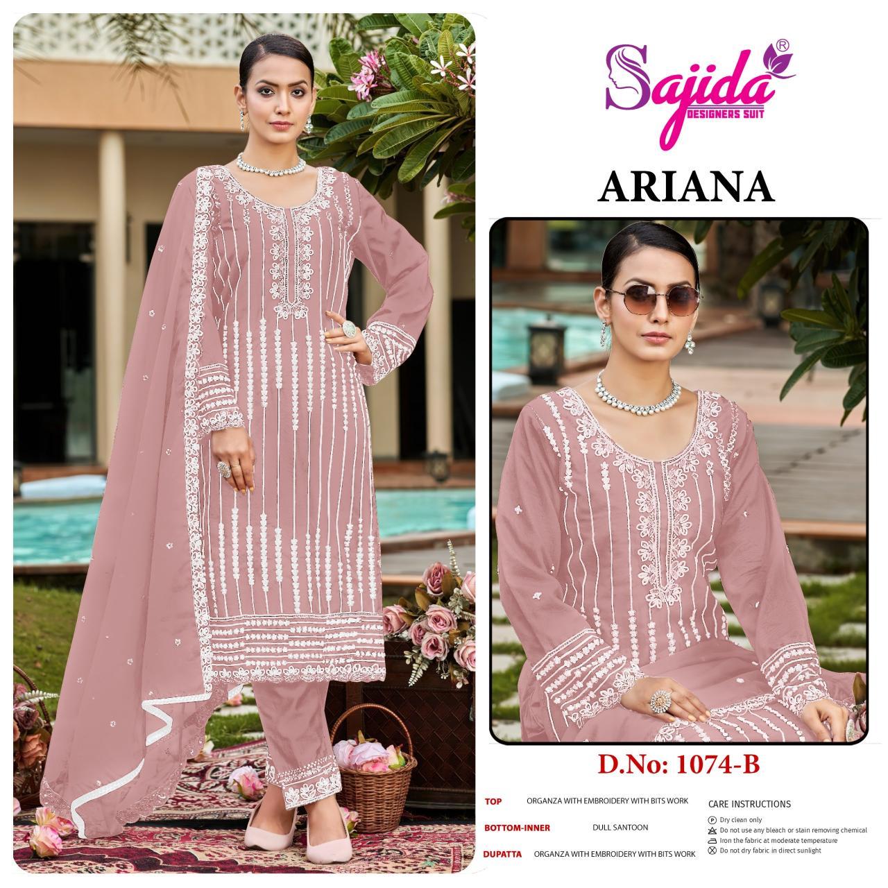 Sajida Ariana 1074 catalog pakistani wholesale suits franchises