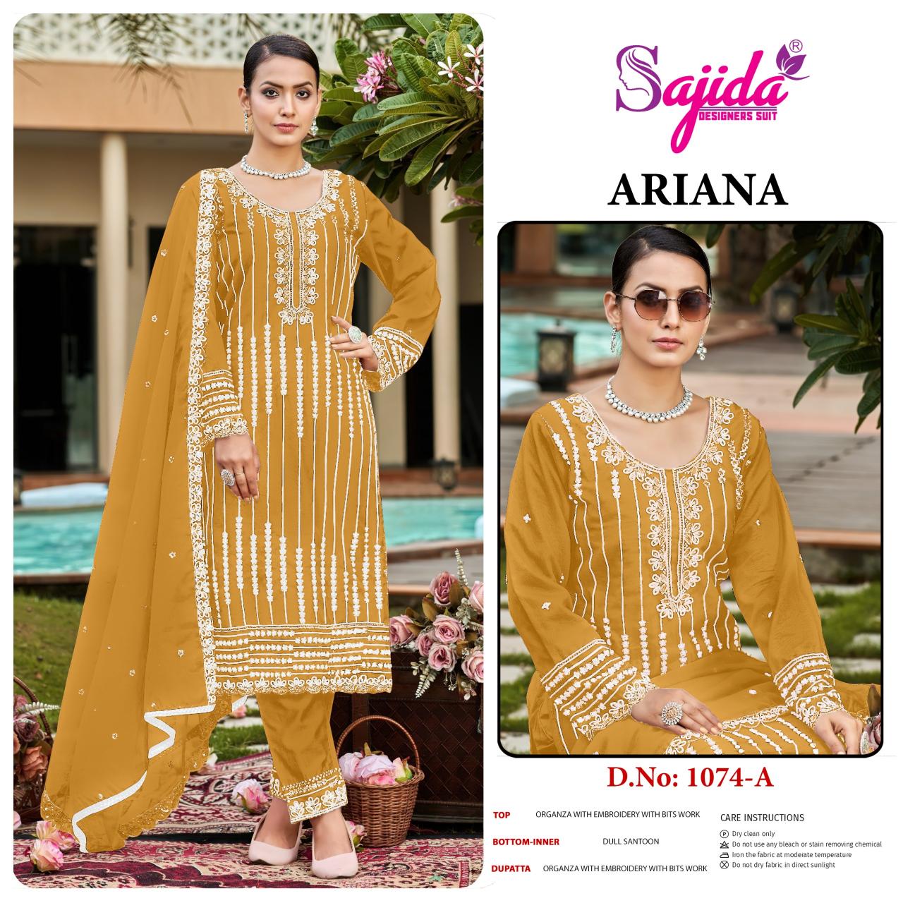 Sajida Ariana 1074 catalog pakistani wholesale suits franchises