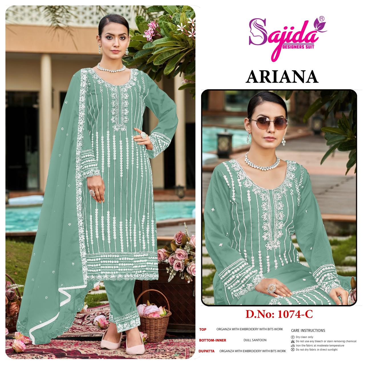 Sajida Ariana 1074 catalog pakistani wholesale suits franchises