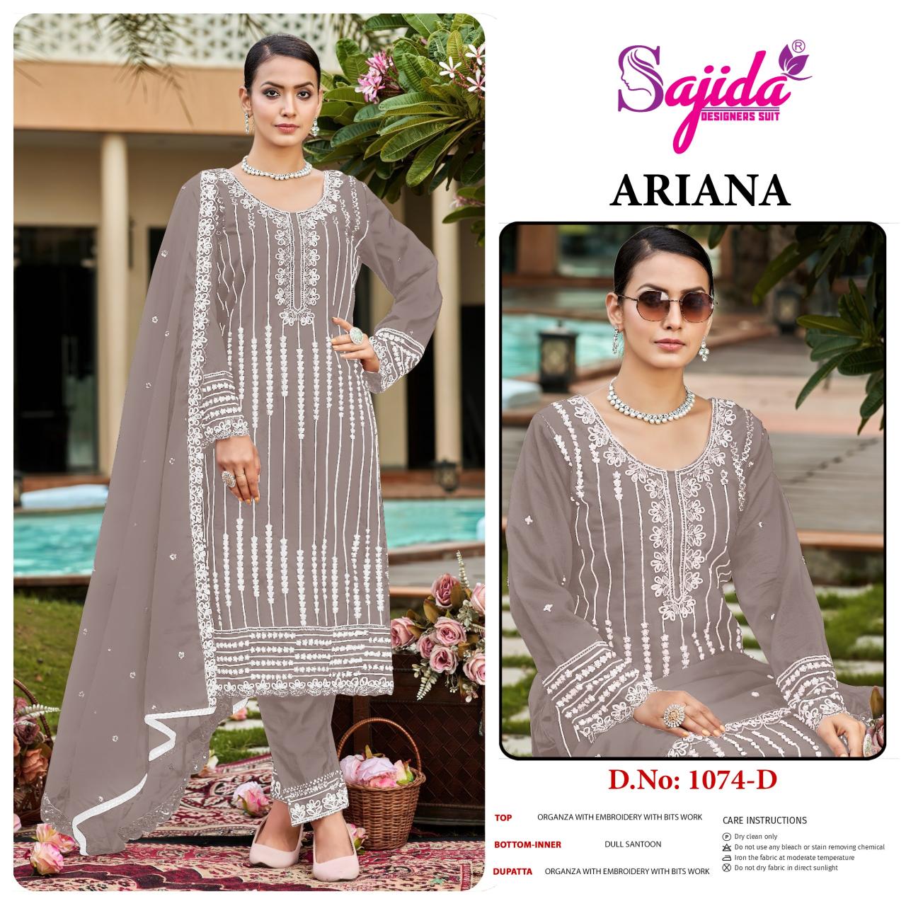 Sajida Ariana 1074 catalog pakistani wholesale suits franchises