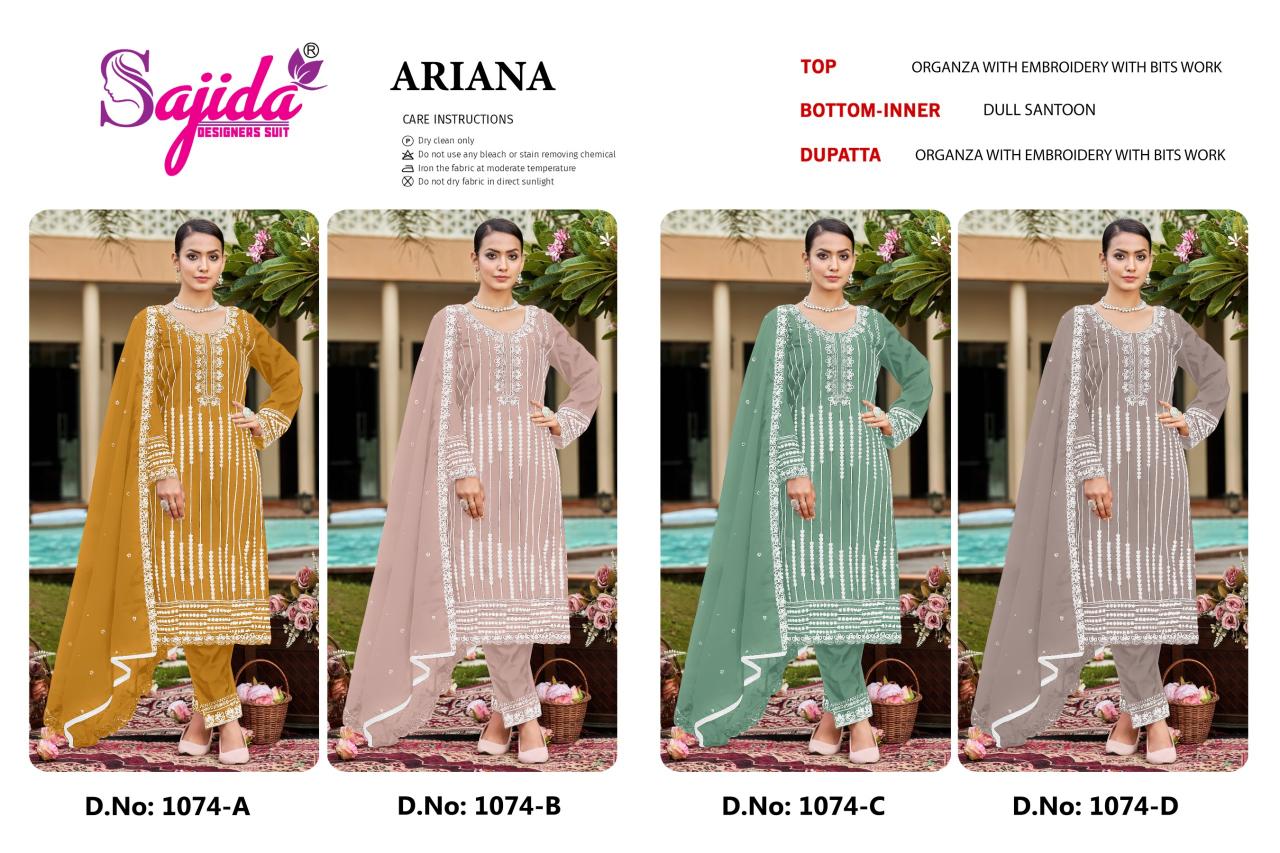 Sajida Ariana 1074 catalog pakistani wholesale suits franchises