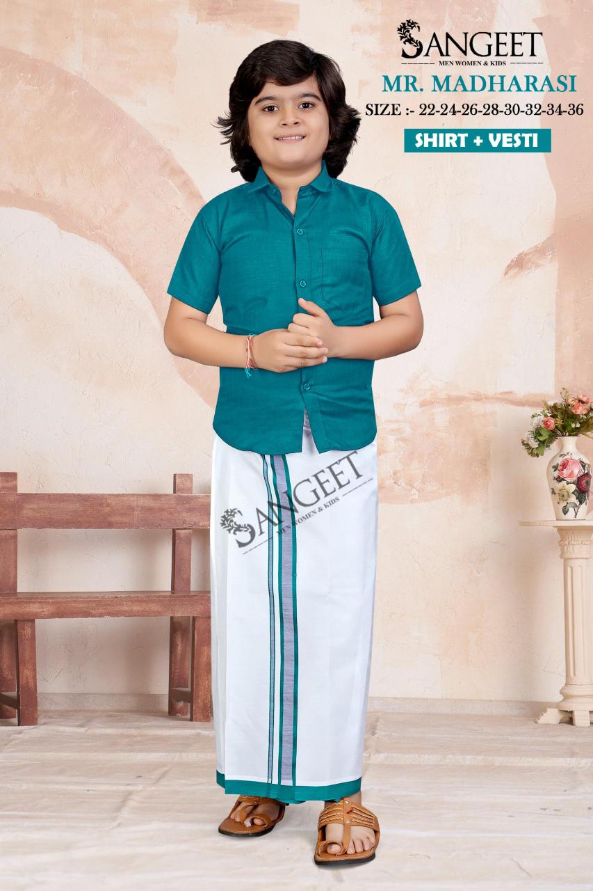 Sangeet Mr Madharasi Vol 3 Catalog kids wear Cotton Shirt With Vesti 
