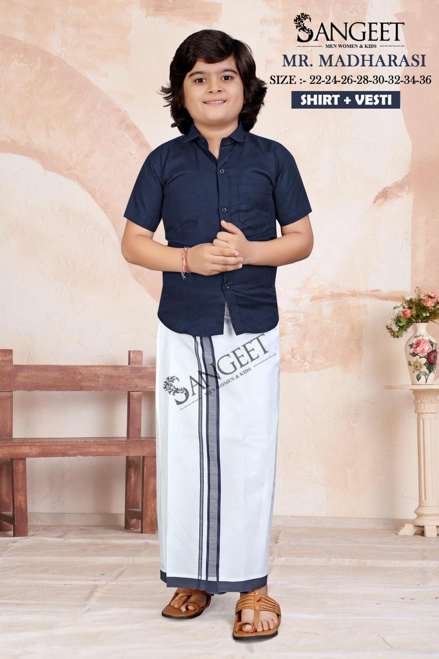 Sangeet Mr Madharasi Vol 3 Catalog kids wear Cotton Shirt With Vesti 