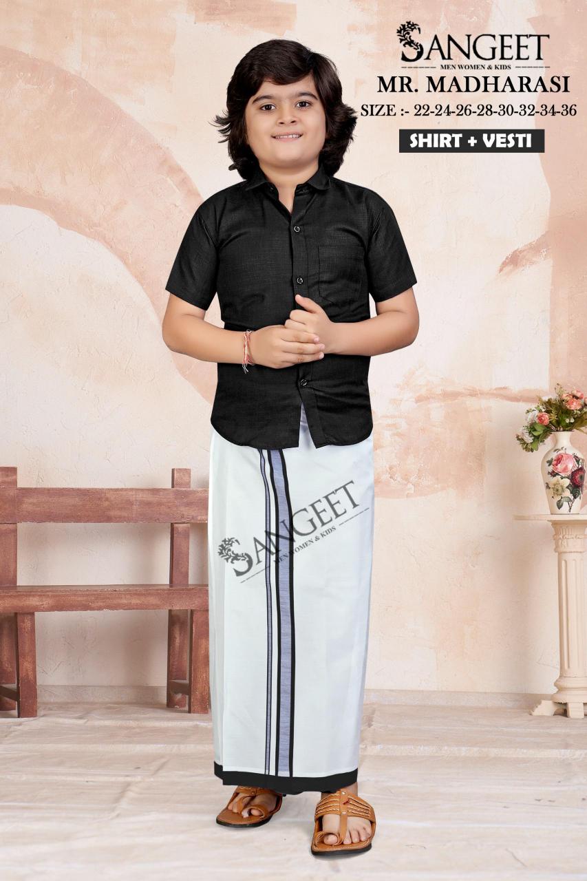 Sangeet Mr Madharasi Vol 3 Catalog kids wear Cotton Shirt With Vesti 