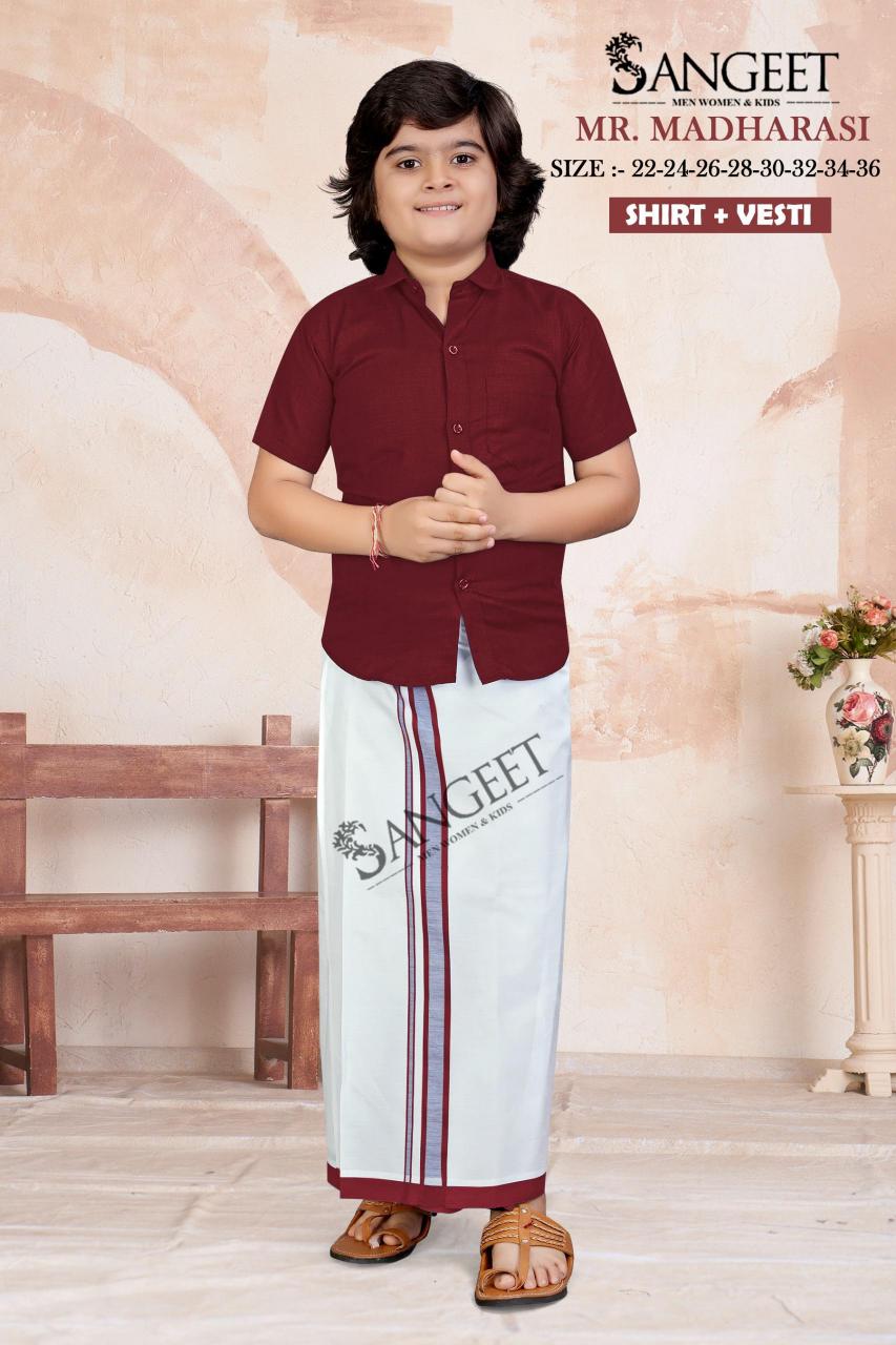 Sangeet Mr Madharasi Vol 3 Catalog kids wear Cotton Shirt With Vesti 