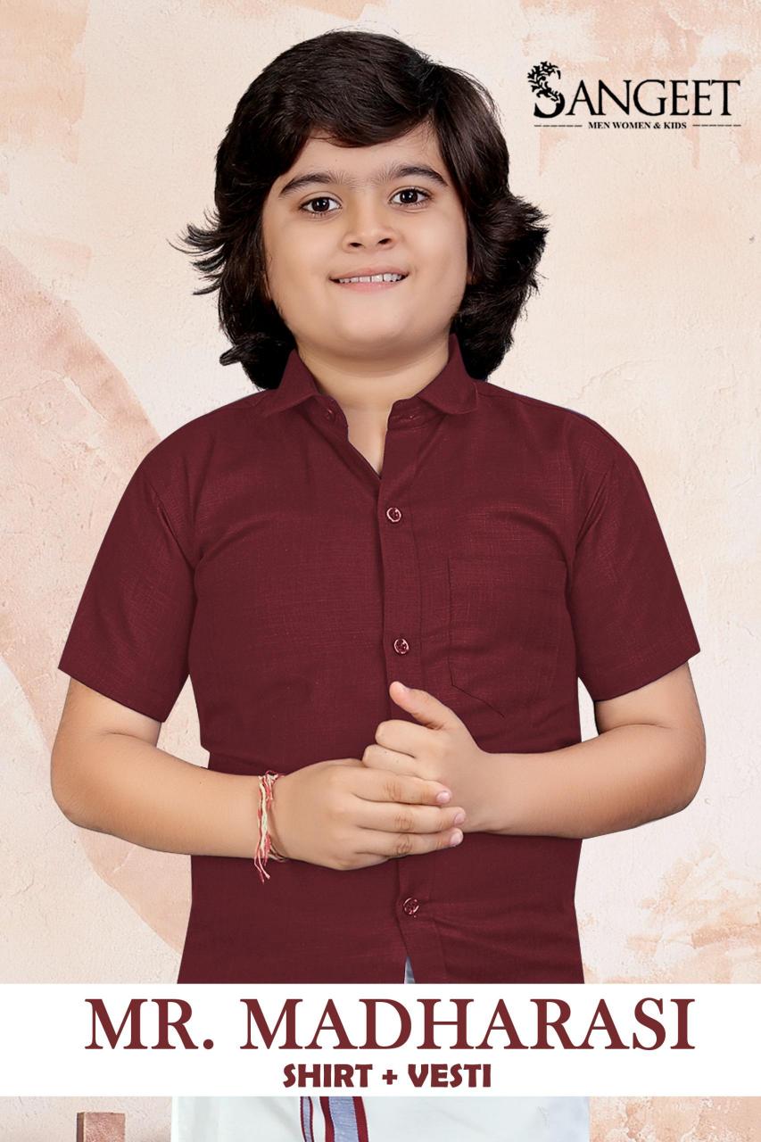 Sangeet Mr Madharasi Vol 3 Catalog kids wear Cotton Shirt With Vesti 