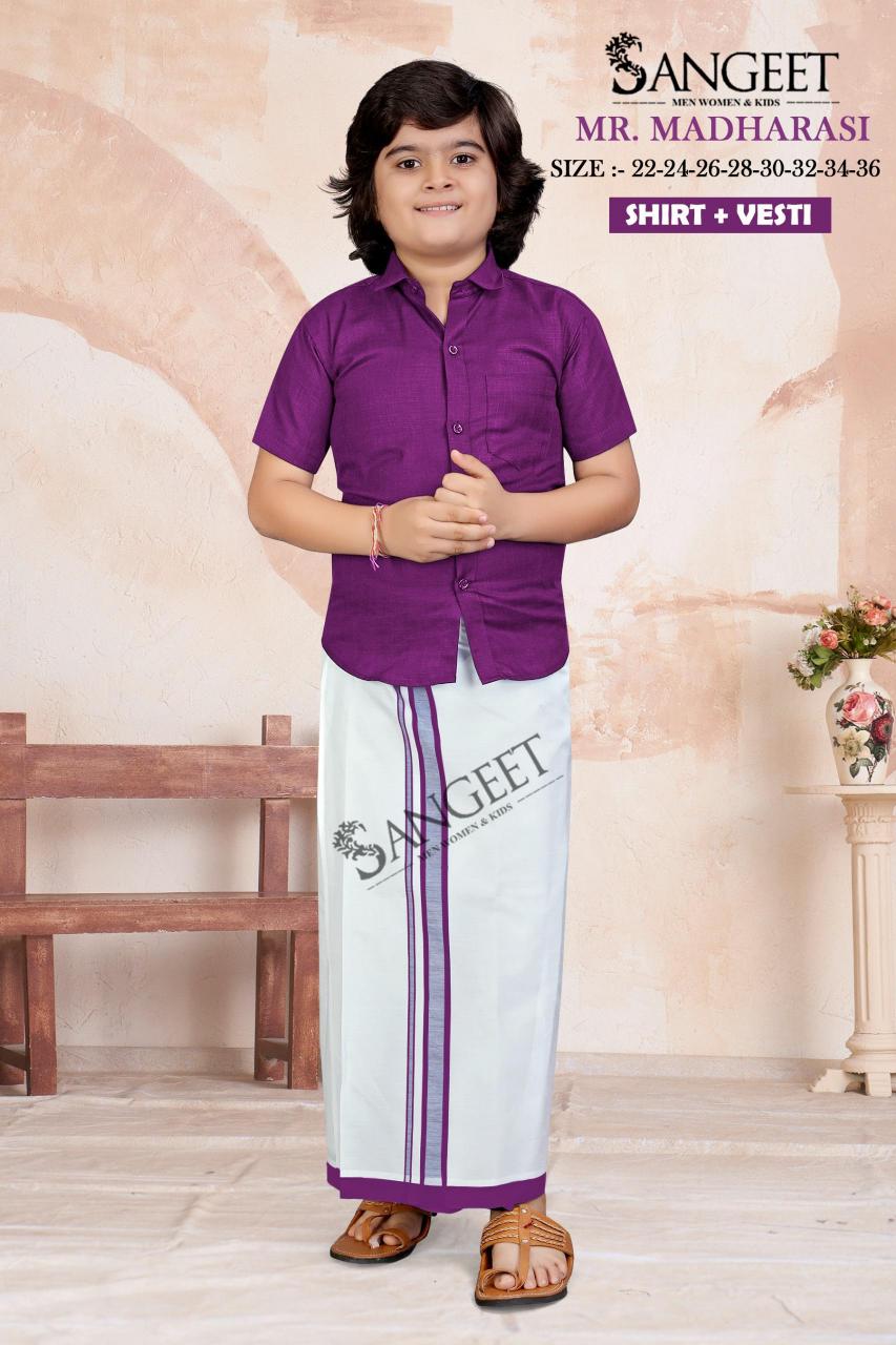 Sangeet Mr Madharasi Vol 3 Catalog kids wear Cotton Shirt With Vesti 