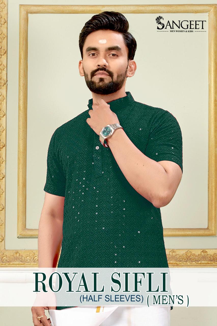 Sangeet Royal Sifli Vol 5 Catalog Mens Rayon Short Kurta