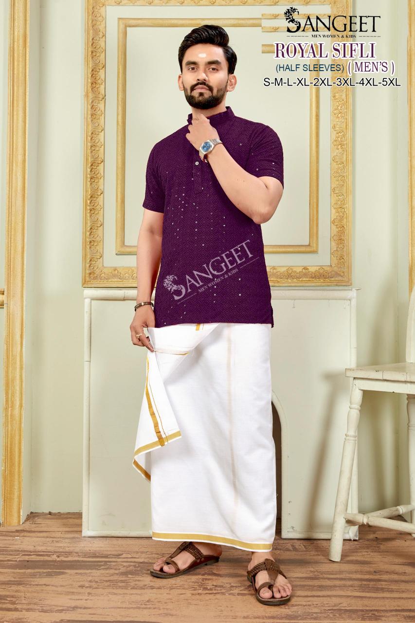 Sangeet Royal Sifli Vol 5 Catalog Mens Rayon Short Kurta