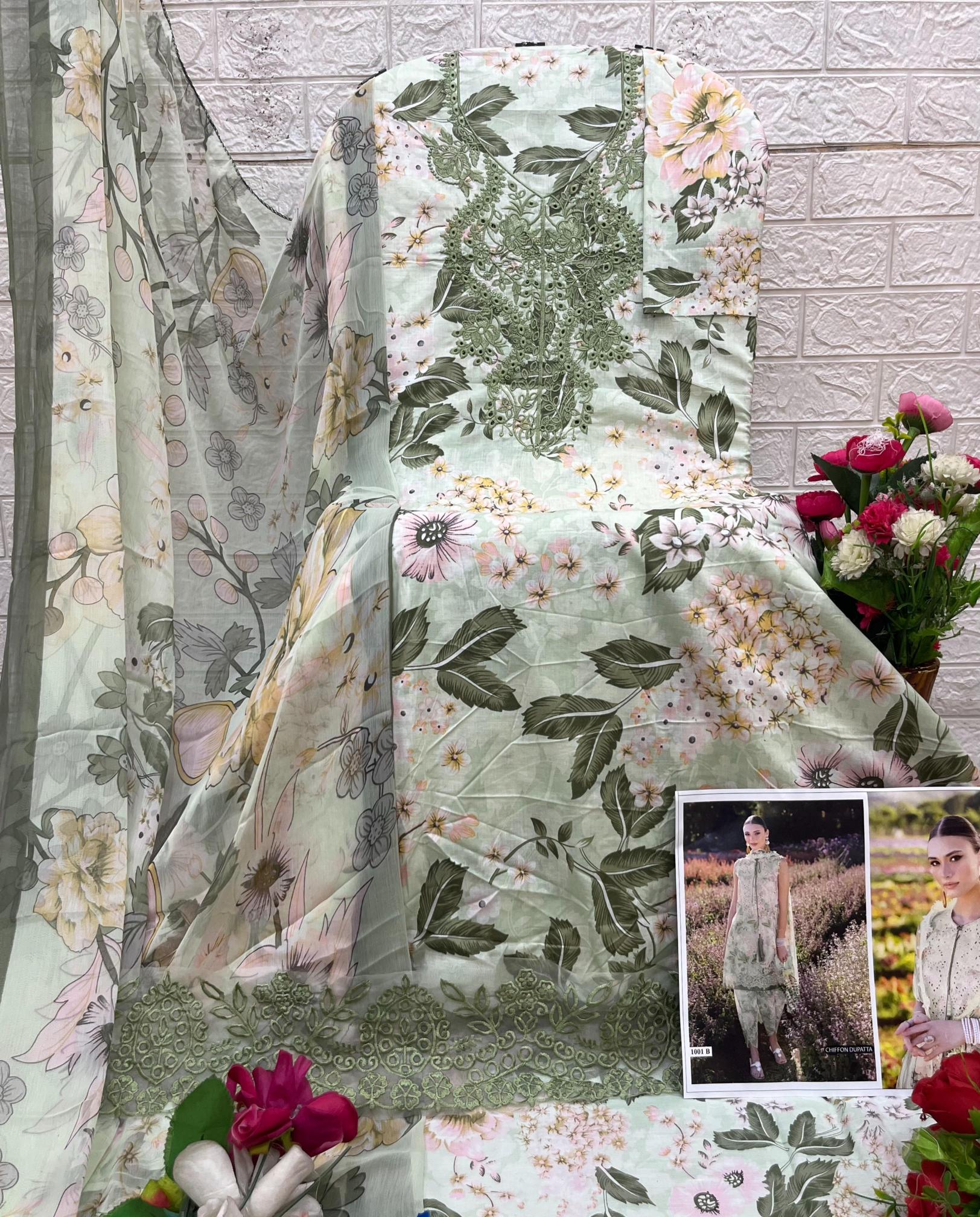 Sharaddha Flora Vol 1 Catalog Chiffon Duppatta pakistani replica suits online india wholesale
