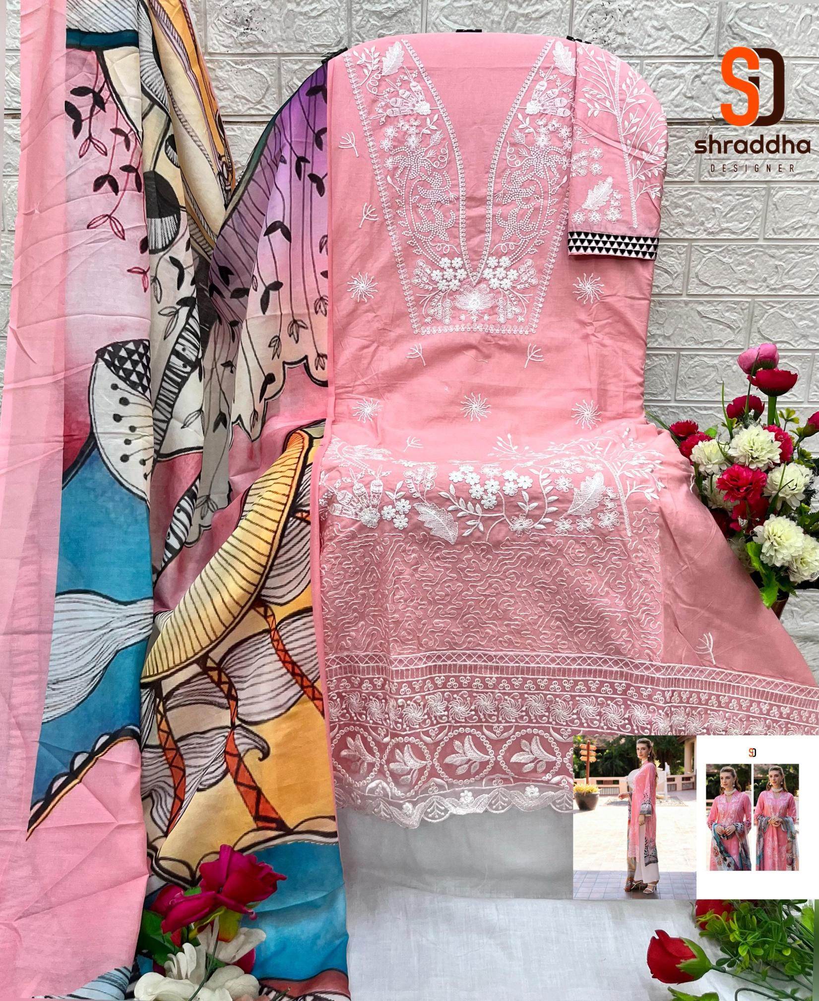 Shraddha Designer Ramsha Vol 1 catalog Chiffon Dupatta wholesale pakistani suits in surat