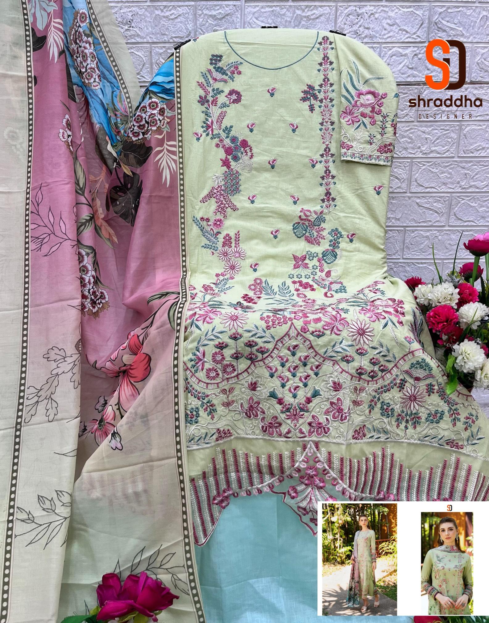 Shraddha Designer Ramsha Vol 1 catalog Chiffon Dupatta wholesale pakistani suits in surat