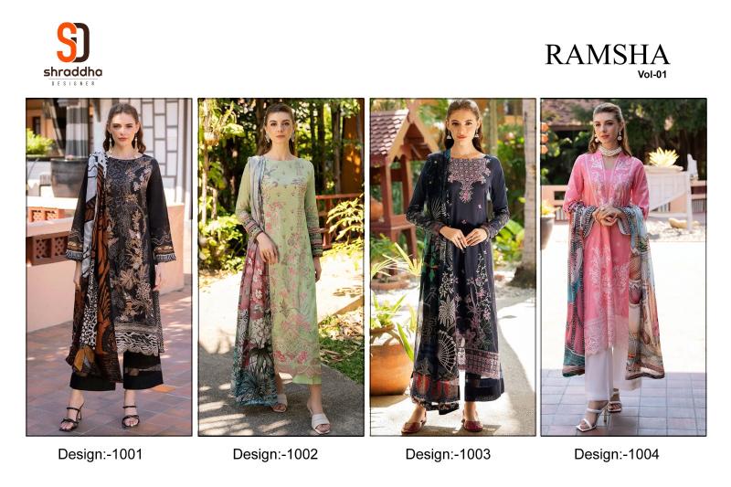 Shraddha Designer Ramsha Vol 1 catalog Chiffon Dupatta wholesale pakistani suits in surat