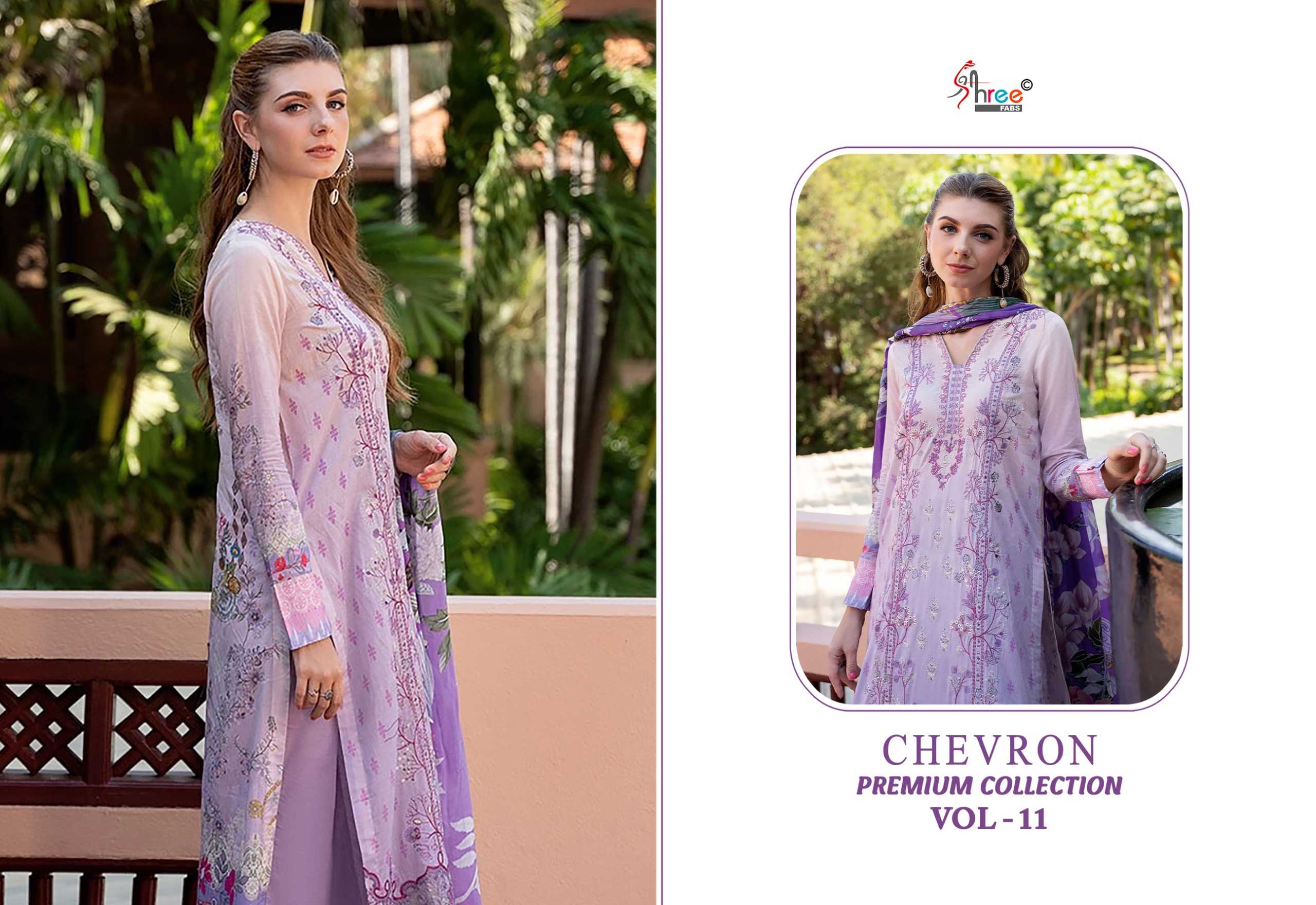 Shree Chevron Premium Collection Vol 11 Catalog Cotton Dupatta replica pakistani suits wholesaler in delhi