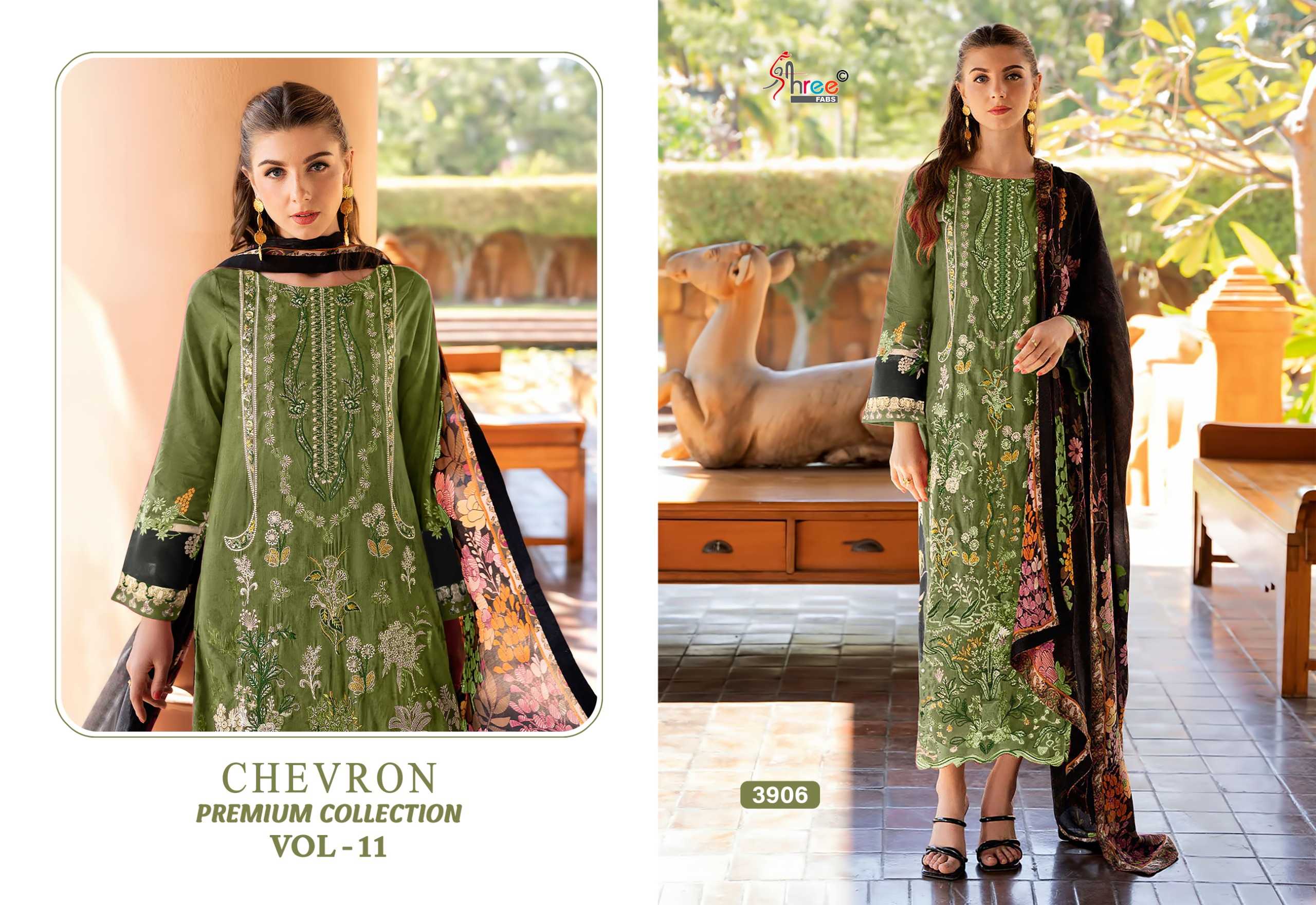 Shree Chevron Premium Collection Vol 11 Catalog Cotton Dupatta replica pakistani suits wholesaler in delhi