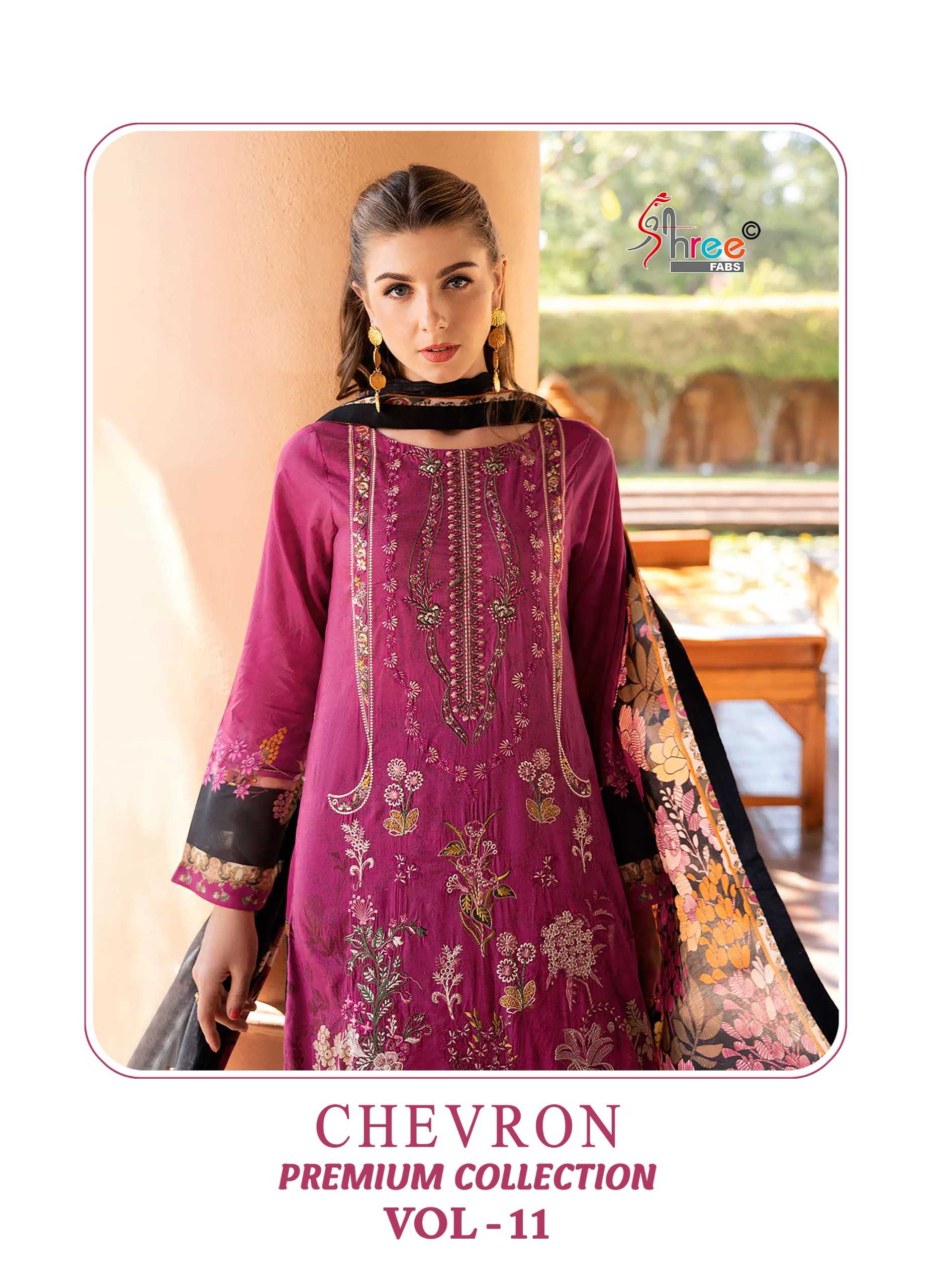 Shree Chevron Premium Collection Vol 11 Catalog Cotton Dupatta replica pakistani suits wholesaler in delhi