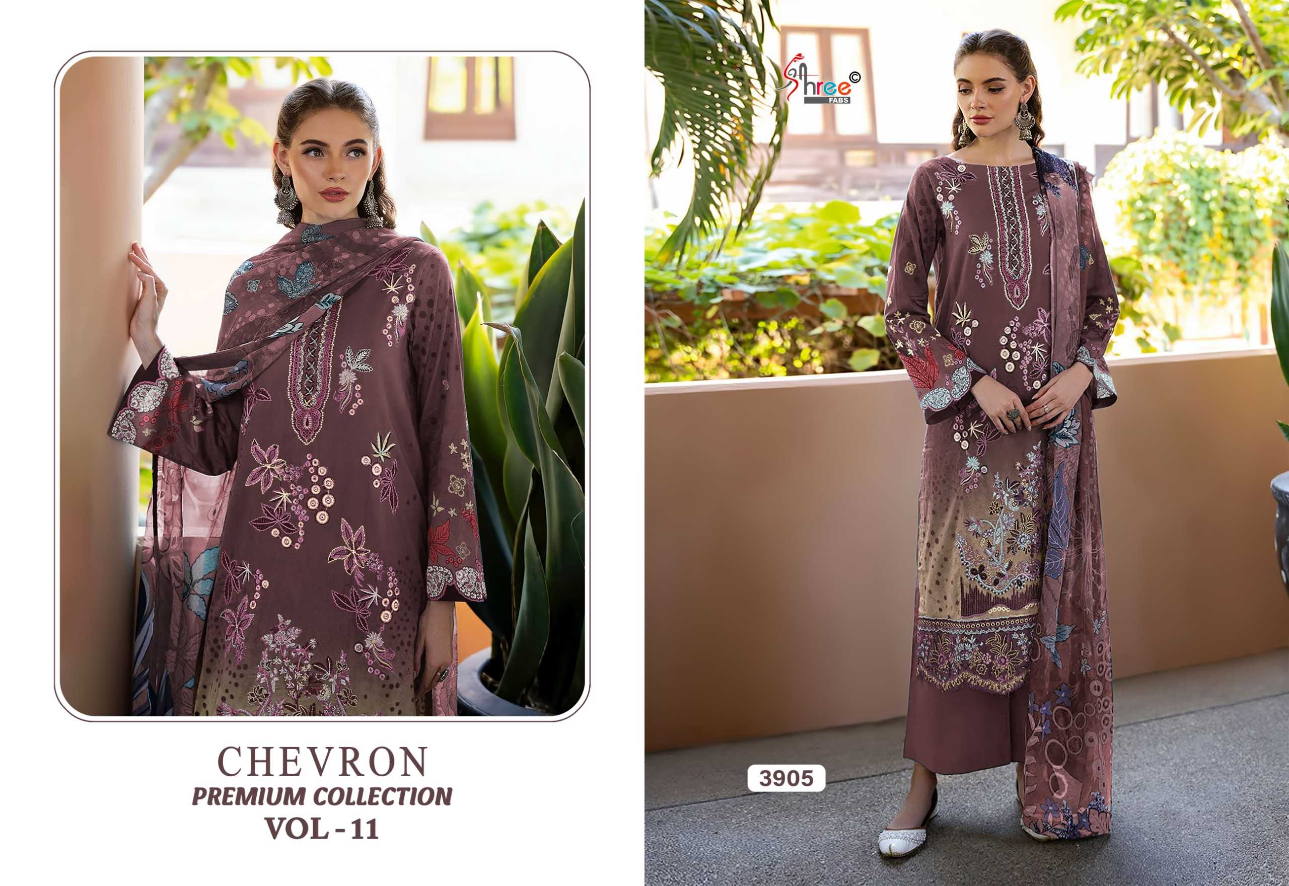 Shree Chevron Premium Collection Vol 11 Catalog Cotton Dupatta replica pakistani suits wholesaler in delhi