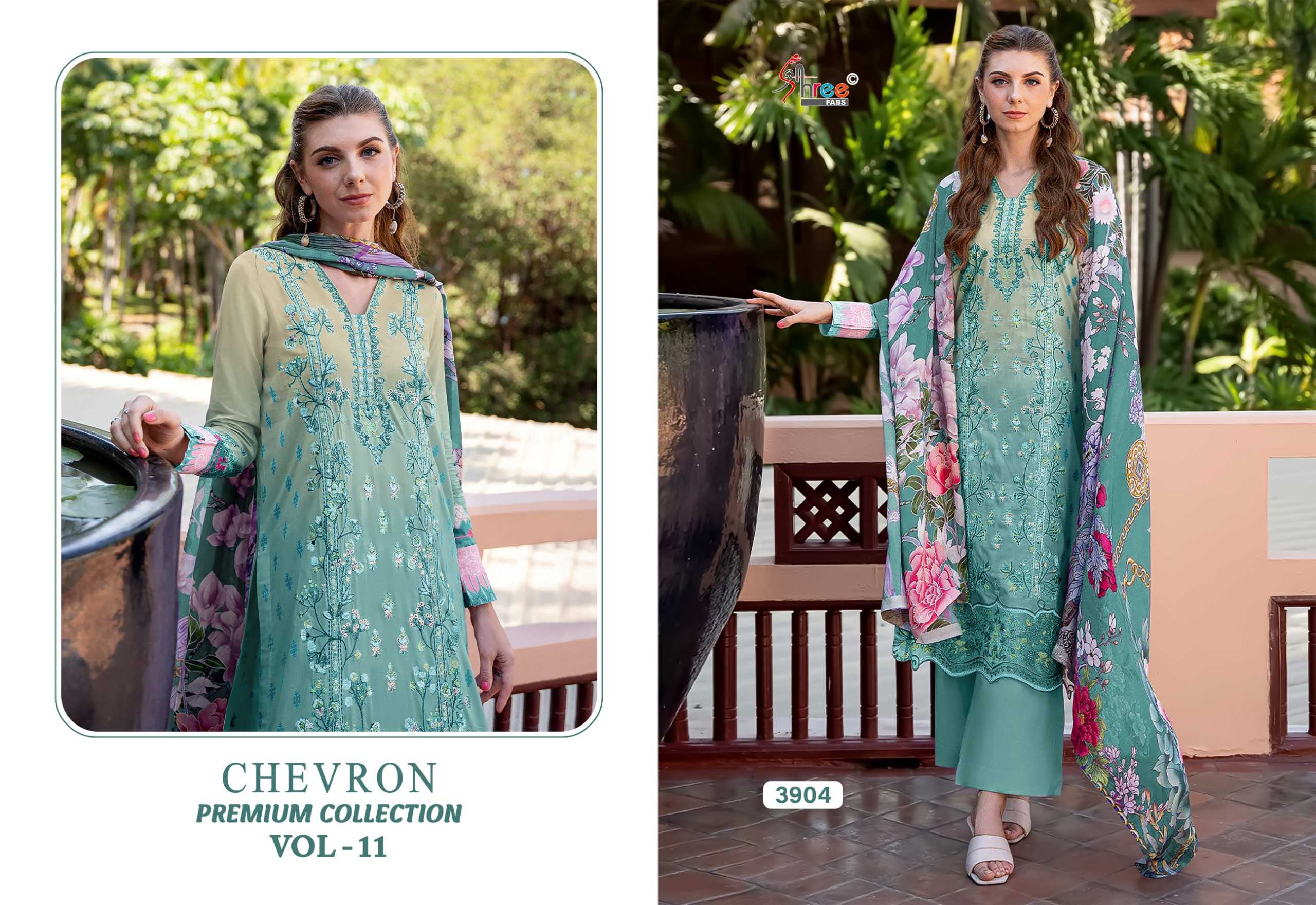Shree Chevron Premium Collection Vol 11 Catalog Cotton Dupatta replica pakistani suits wholesaler in delhi