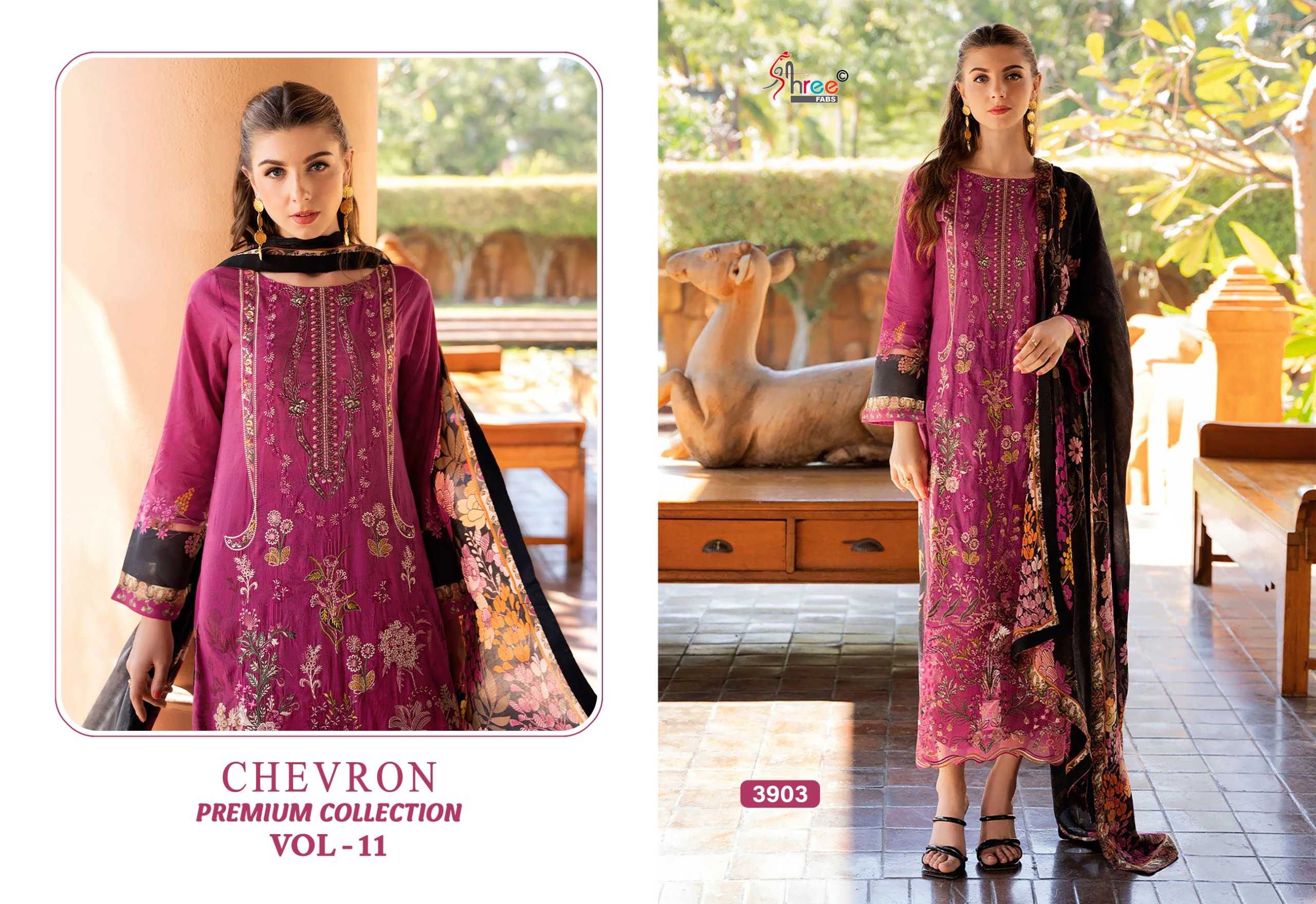 Shree Chevron Premium Collection Vol 11 Catalog Cotton Dupatta replica pakistani suits wholesaler in delhi