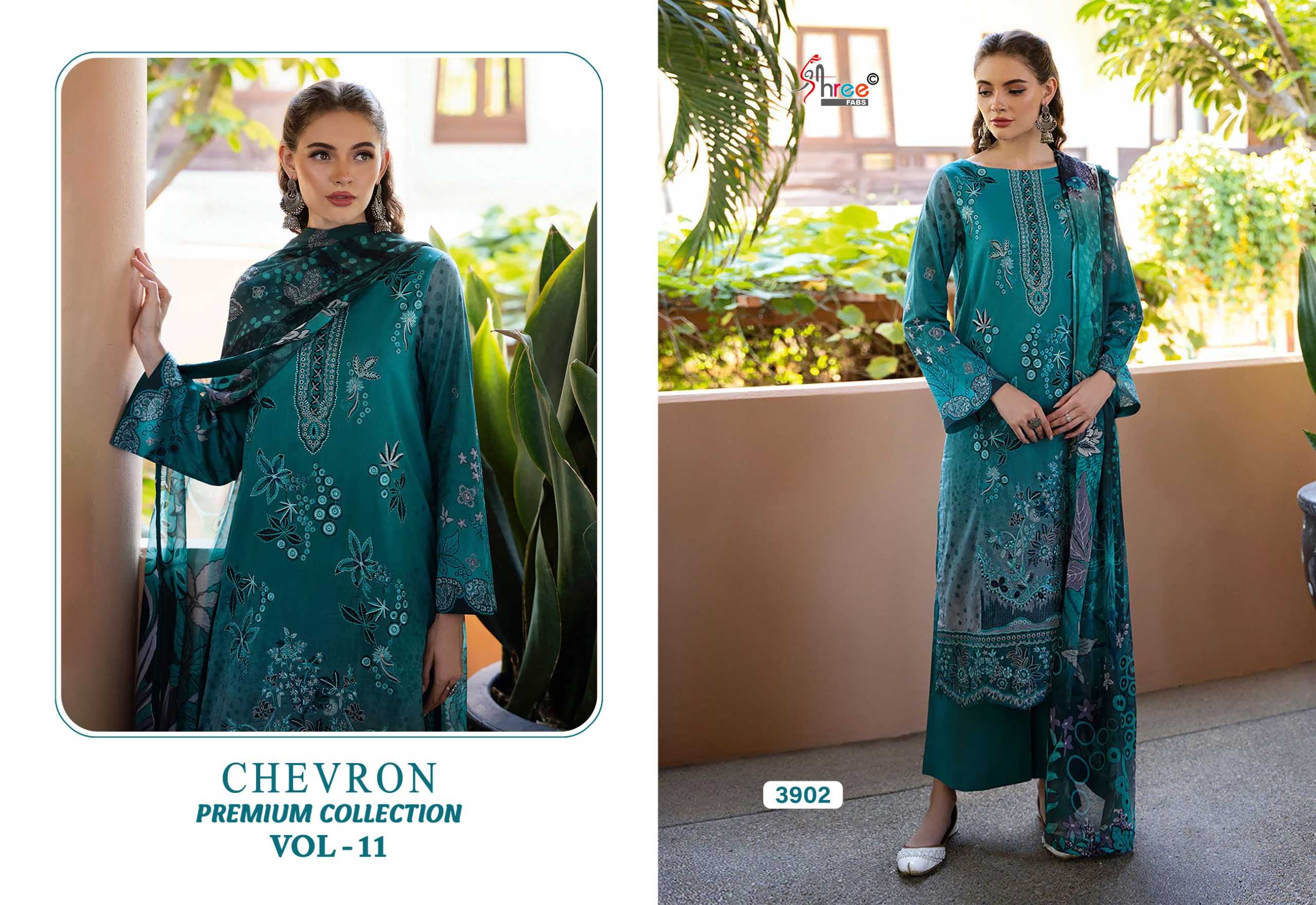 Shree Chevron Premium Collection Vol 11 Catalog Cotton Dupatta replica pakistani suits wholesaler in delhi
