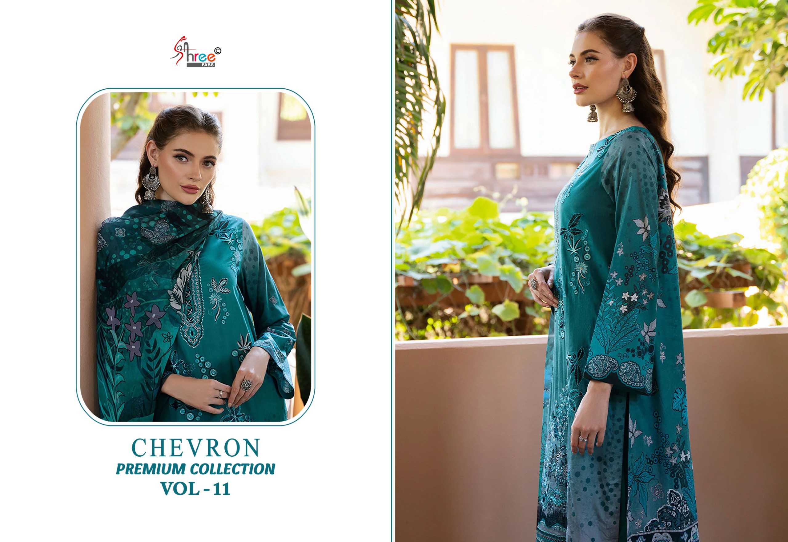 Shree Chevron Premium Collection Vol 11 Catalog Cotton Dupatta replica pakistani suits wholesaler in delhi