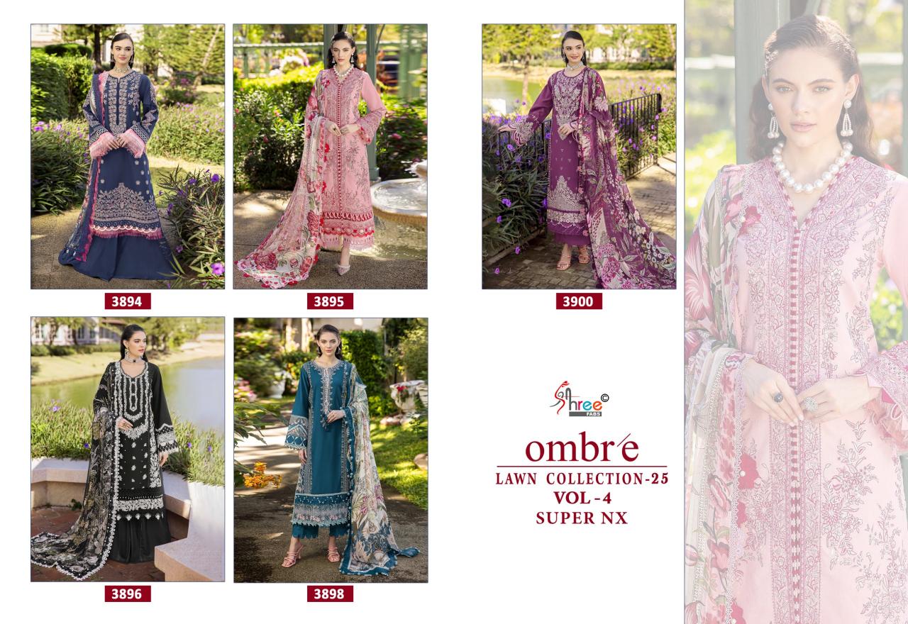 Shree Fabs Ombre Lawn Collection 25 Vol 4 Nx Catalog Chiffon Dupatta wholesale pakistani suits online india