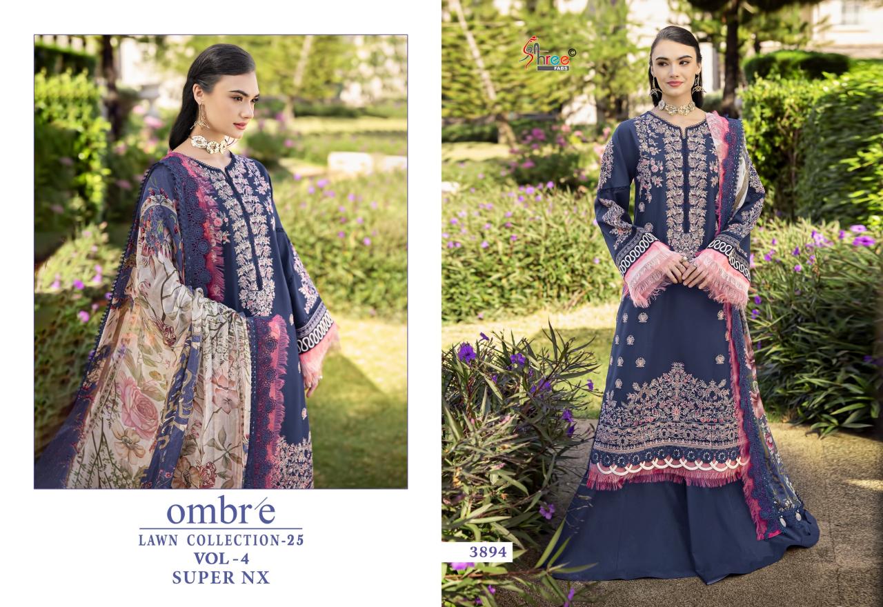 Shree Fabs Ombre Lawn Collection 25 Vol 4 Nx Catalog Chiffon Dupatta wholesale pakistani suits online india