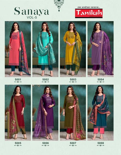 Taniksh Sanaya vol 5 catalog indian fusion kurtis