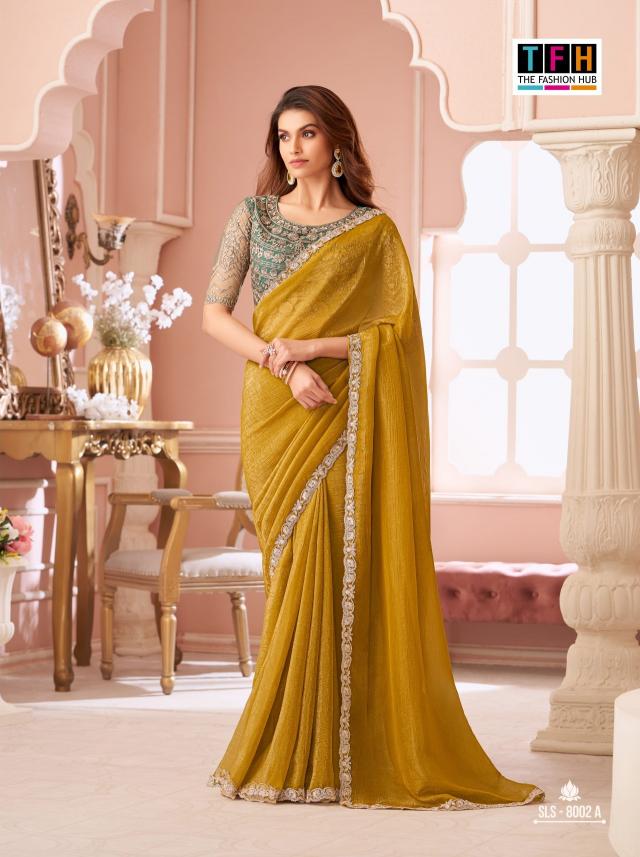 Tfh Salsa Style 8001 & 8002 Hit Colour catalog fancy exclusive saree supplier in surat