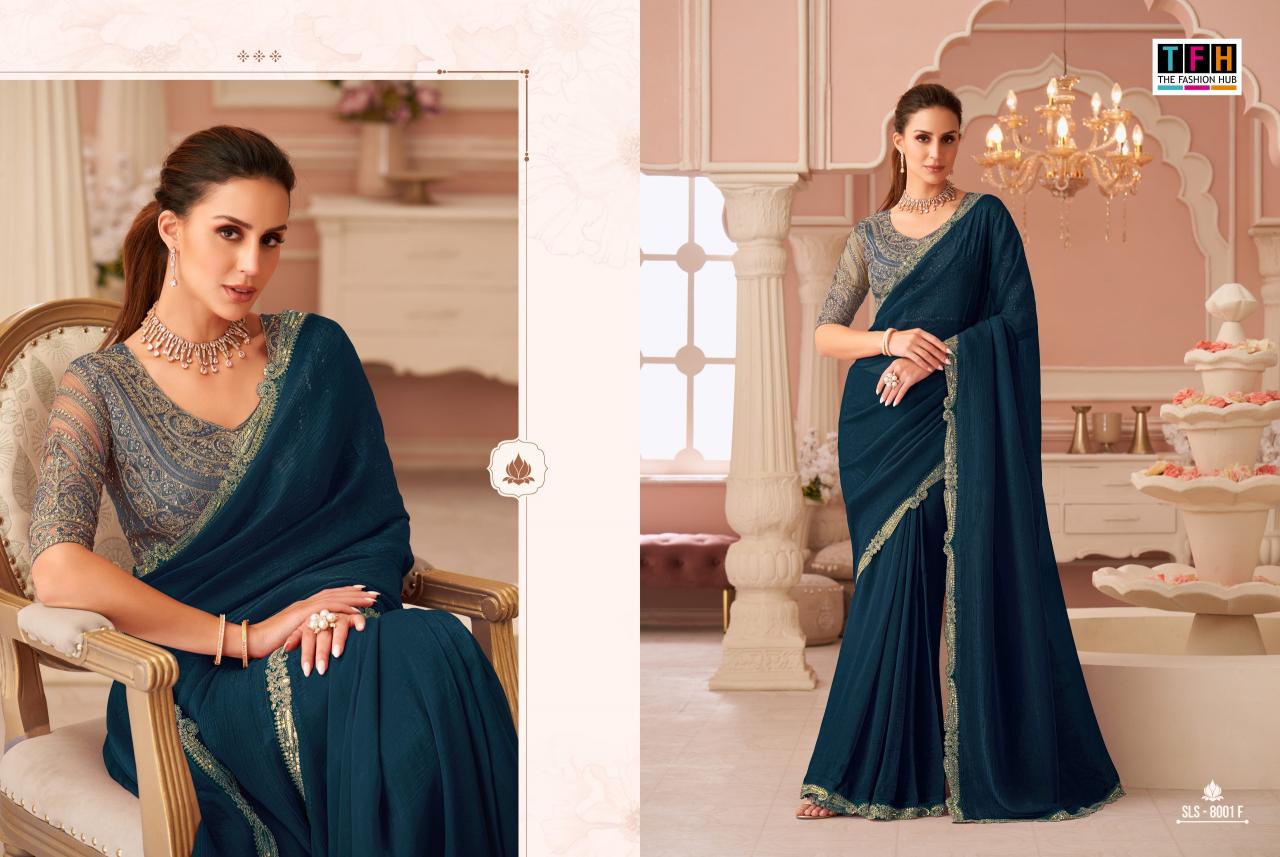 Tfh Salsa Style 8001 & 8002 Hit Colour catalog fancy exclusive saree supplier in surat