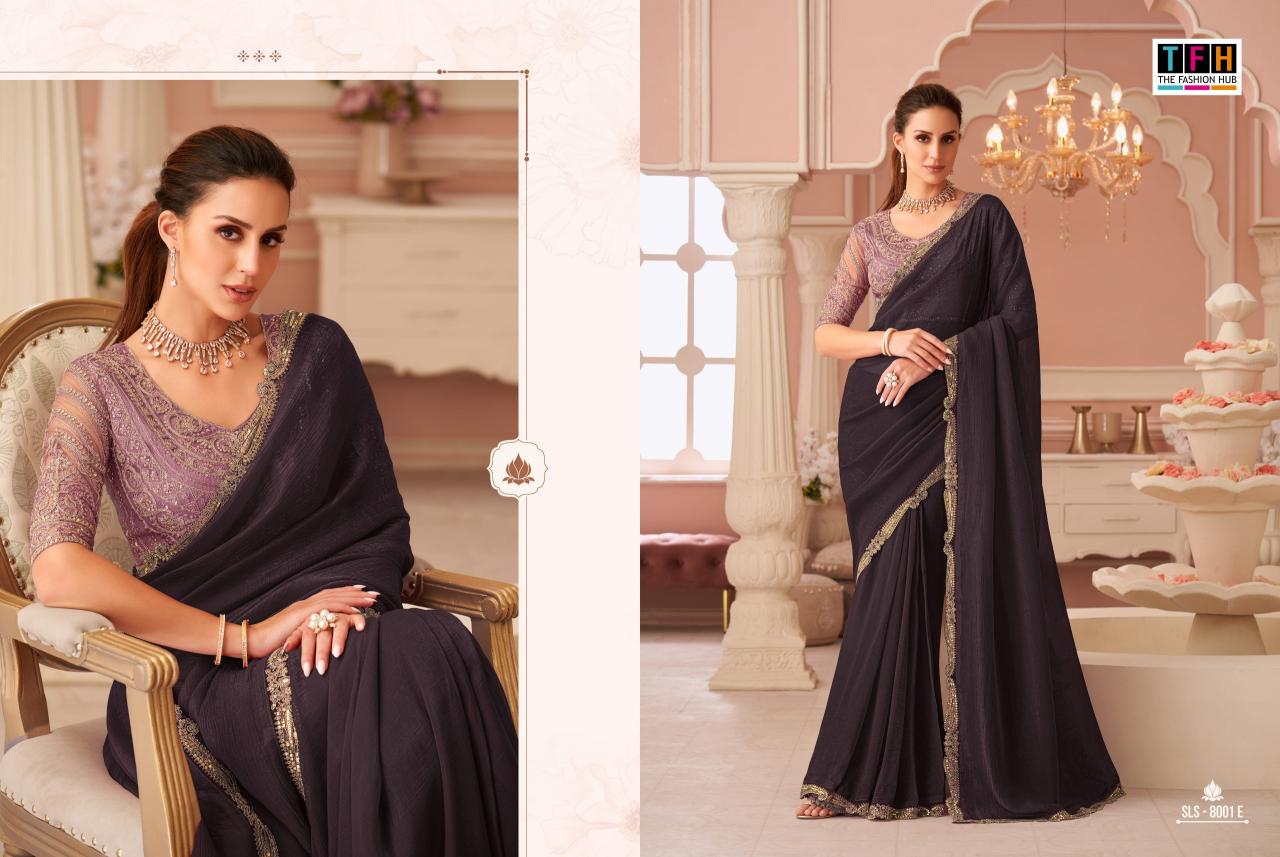 Tfh Salsa Style 8001 & 8002 Hit Colour catalog fancy exclusive saree supplier in surat