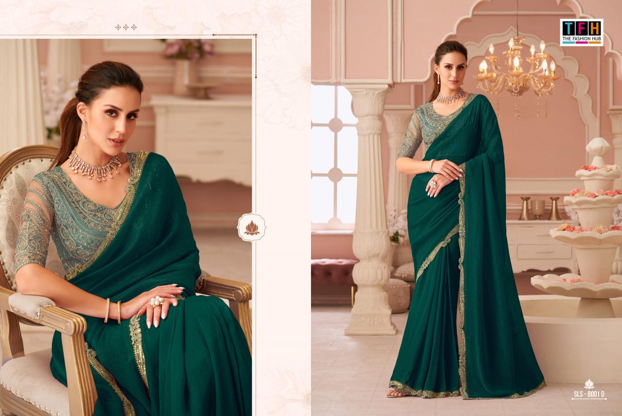 Tfh Salsa Style 8001 & 8002 Hit Colour catalog fancy exclusive saree supplier in surat