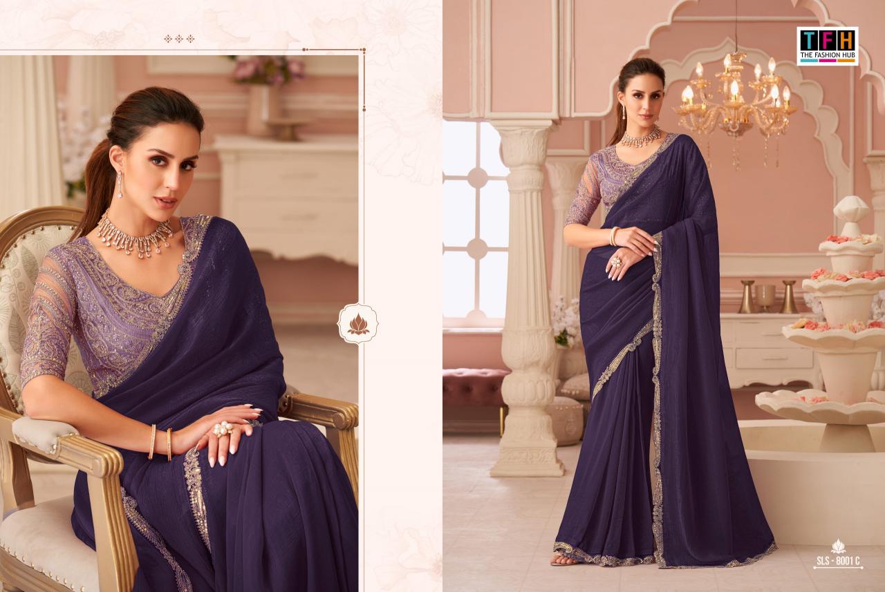 Tfh Salsa Style 8001 & 8002 Hit Colour catalog fancy exclusive saree supplier in surat