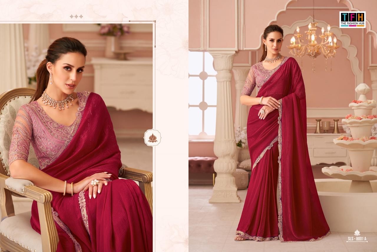 Tfh Salsa Style 8001 & 8002 Hit Colour catalog fancy exclusive saree supplier in surat