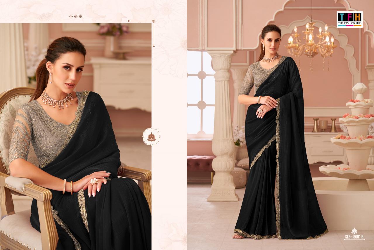 Tfh Salsa Style 8001 & 8002 Hit Colour catalog fancy exclusive saree supplier in surat