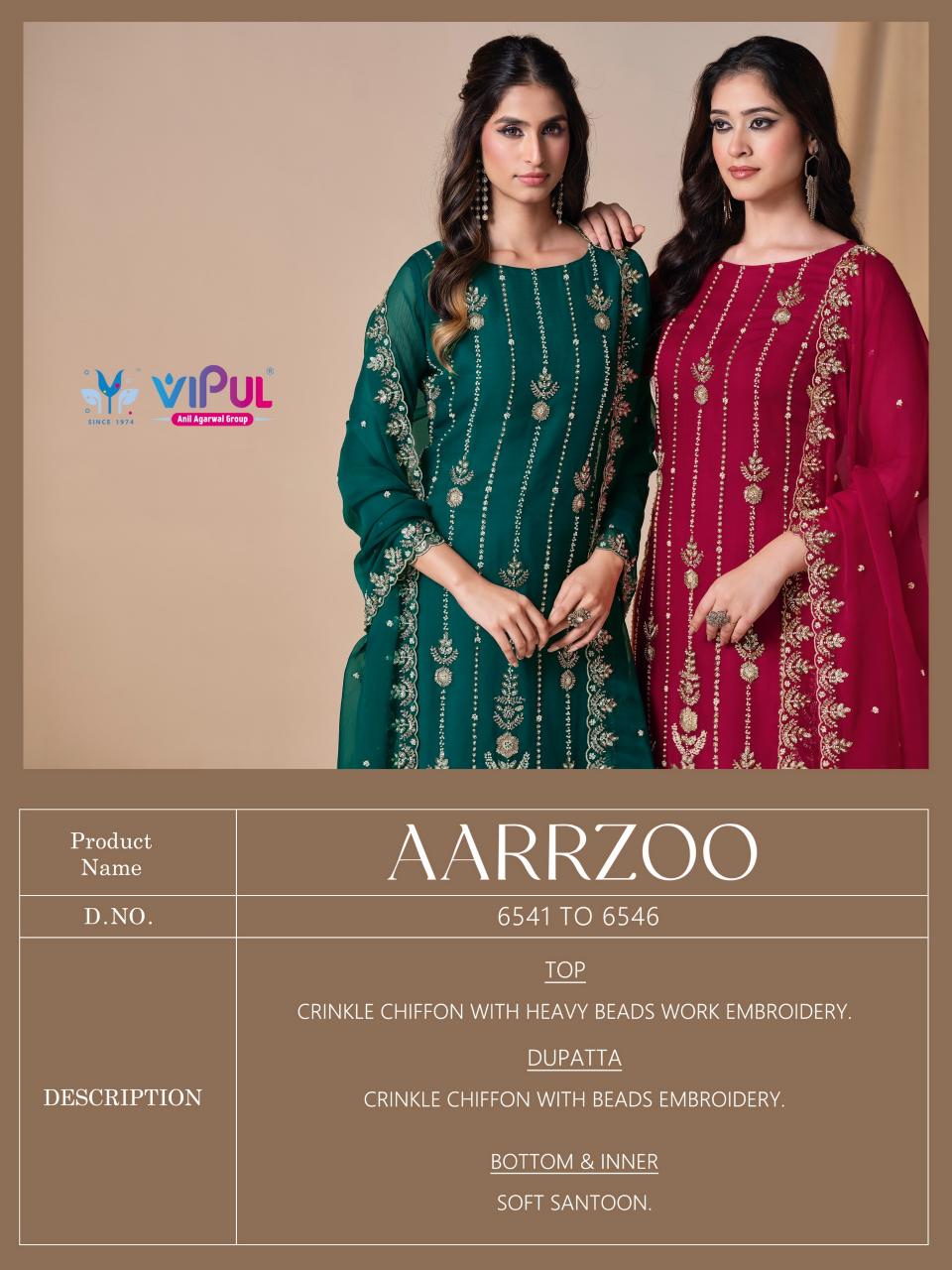 Vipul Aarrzoo catalog unstitched salwar kameez wholesalers in delhi